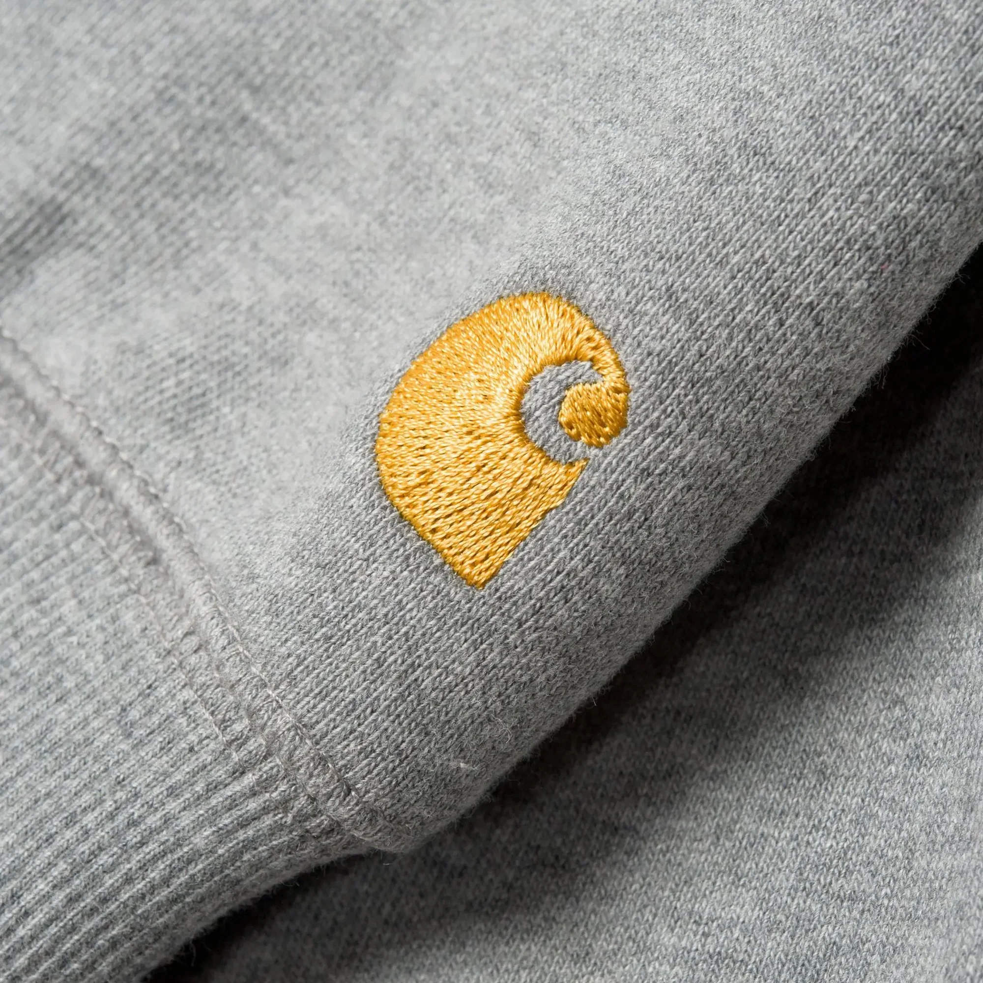 Carhartt Mens Hooded Chase Sweatshirt 'Heather Grey/Gold' - Image 2
