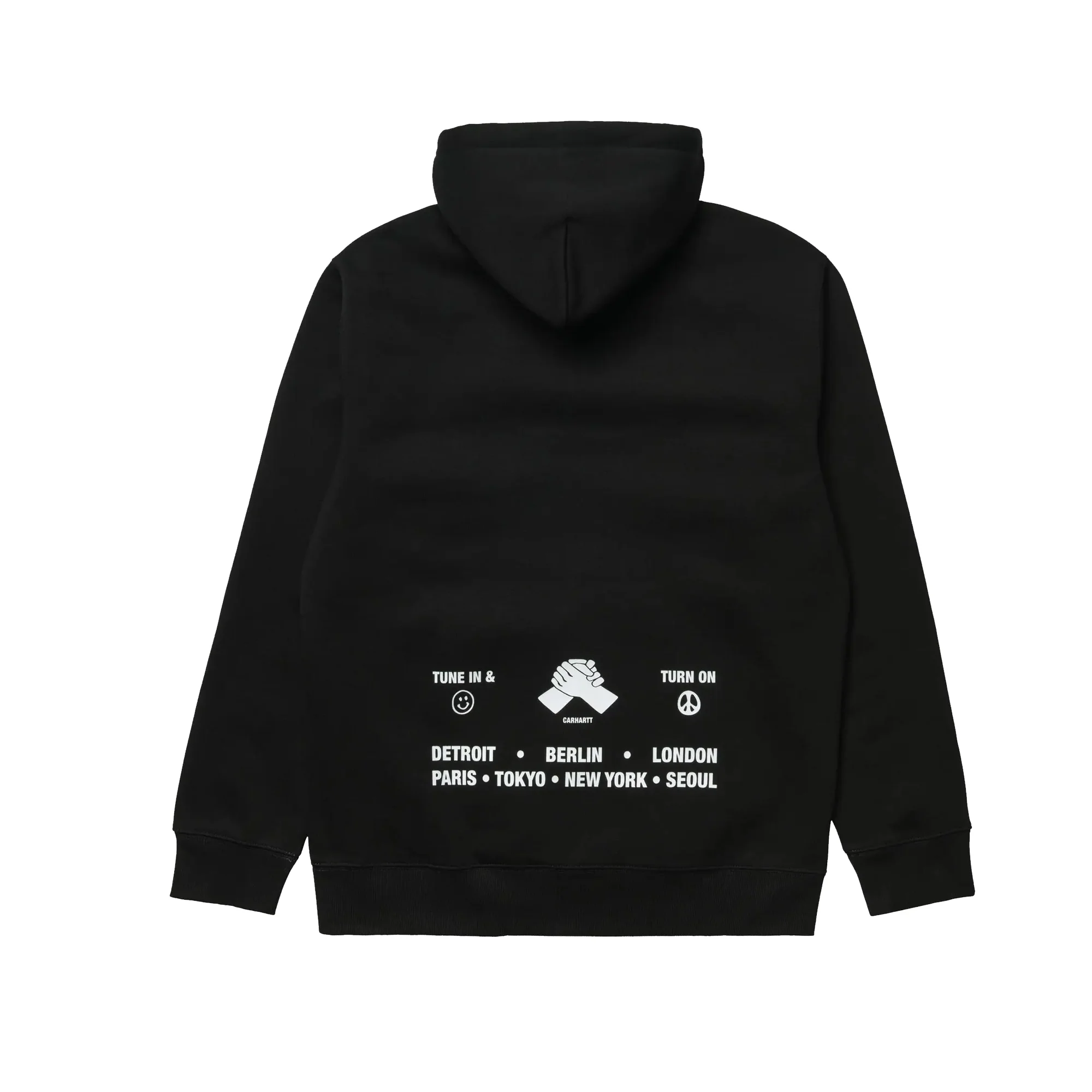 Carhartt Mens Hooded Smiley Sweatshirt 'Black/White' - Image 2