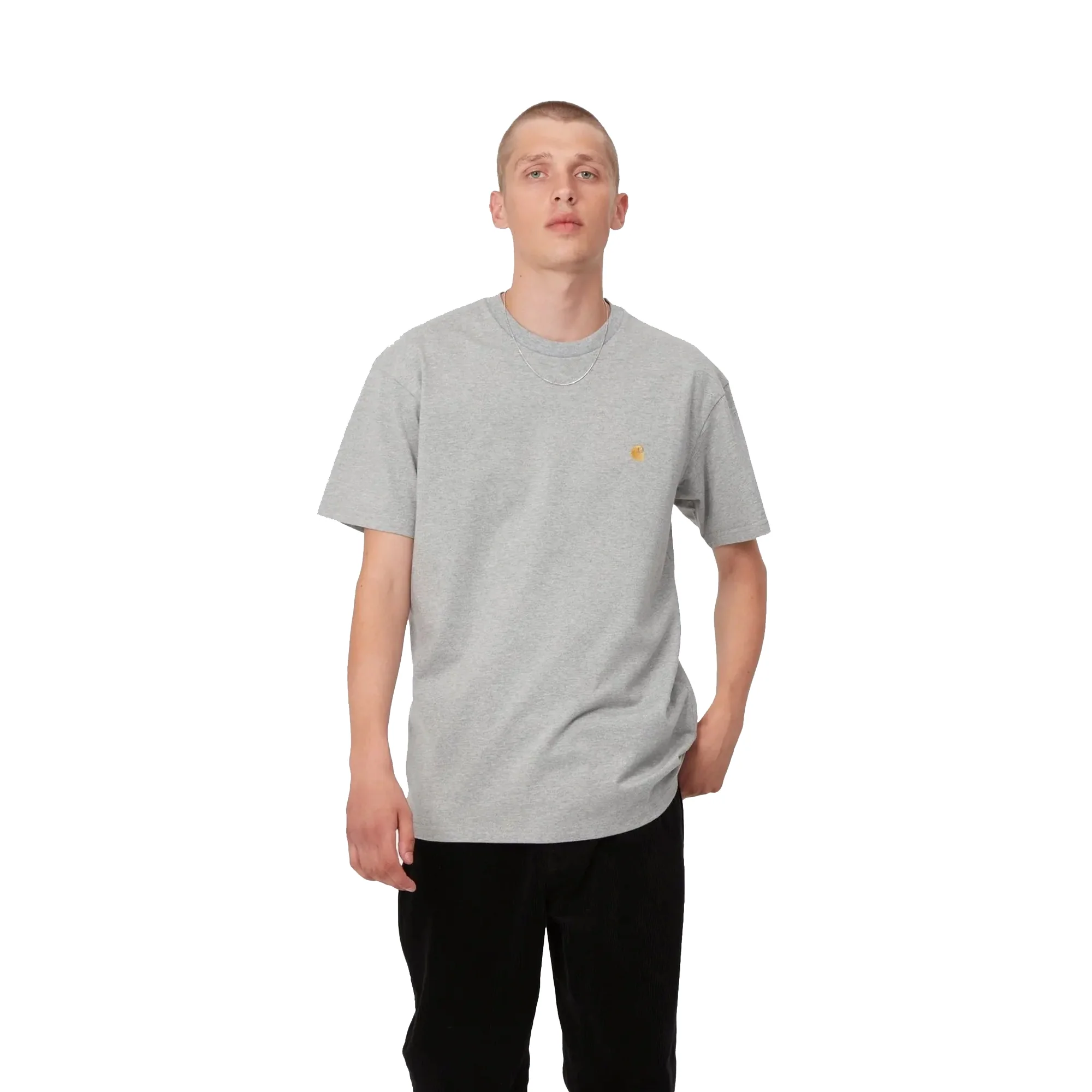 Carhartt WIP Mens S/S Chase Tshirt 'Grey Heather' - Image 2