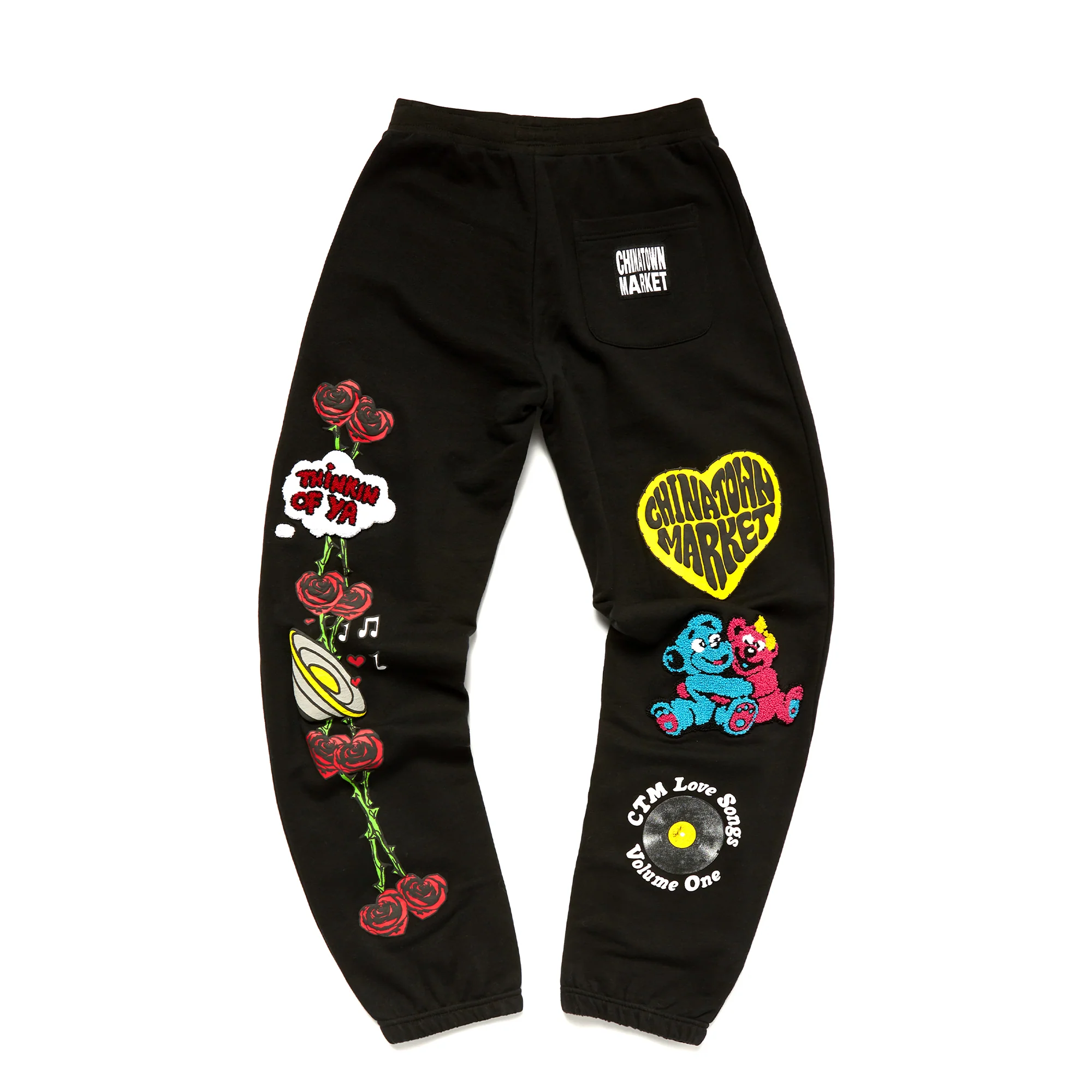 Chinatown Market Mens Be Mine Black Sweat Pants - Image 2