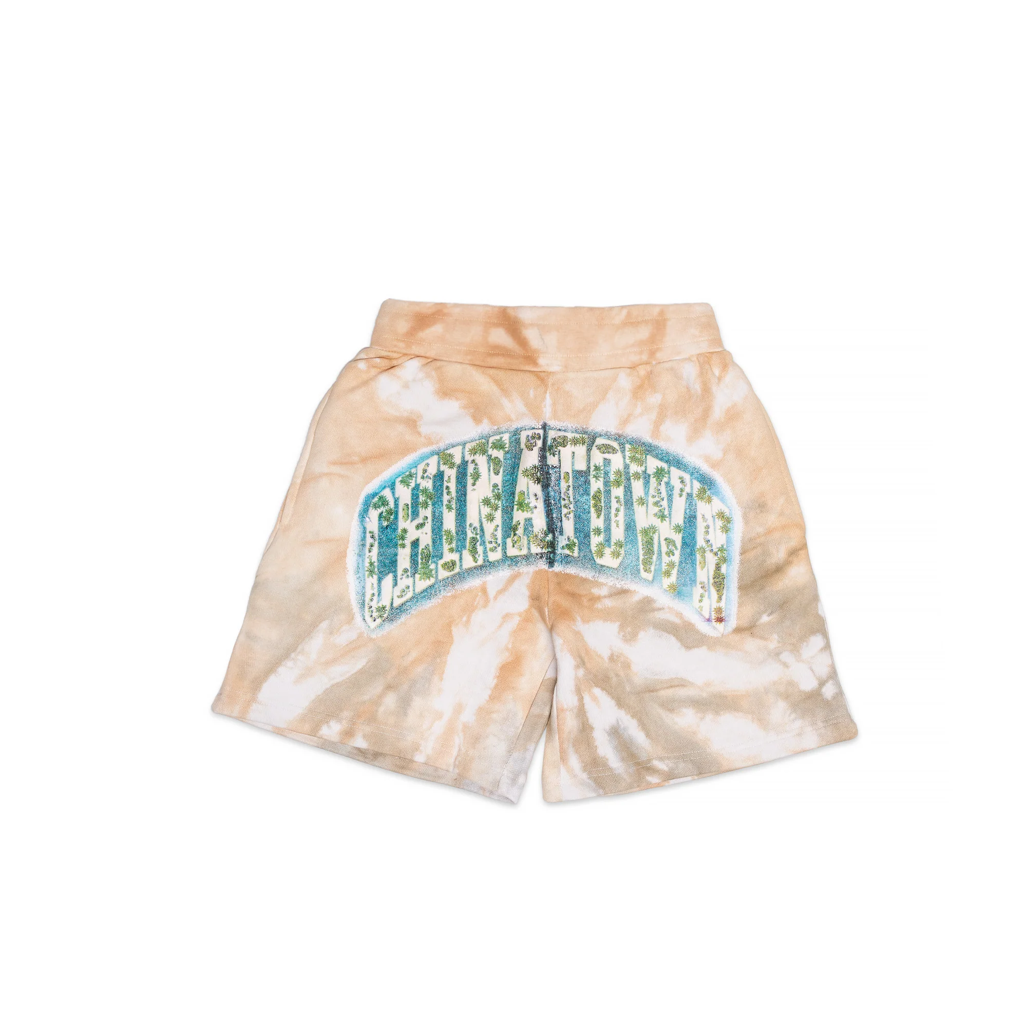 Chinatown Market Mens Island Arc Sweatshorts 'Tan Tie Dye'