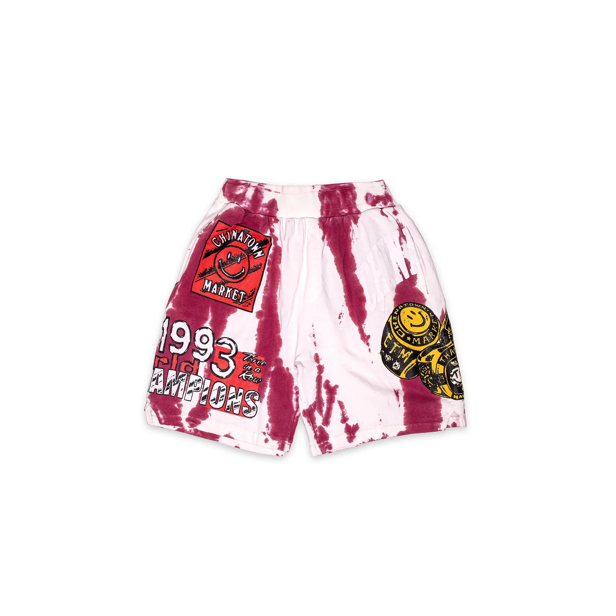 Chinatown Market Mens Smiley Champion 3 Rings Tie-Dye Sweatshorts