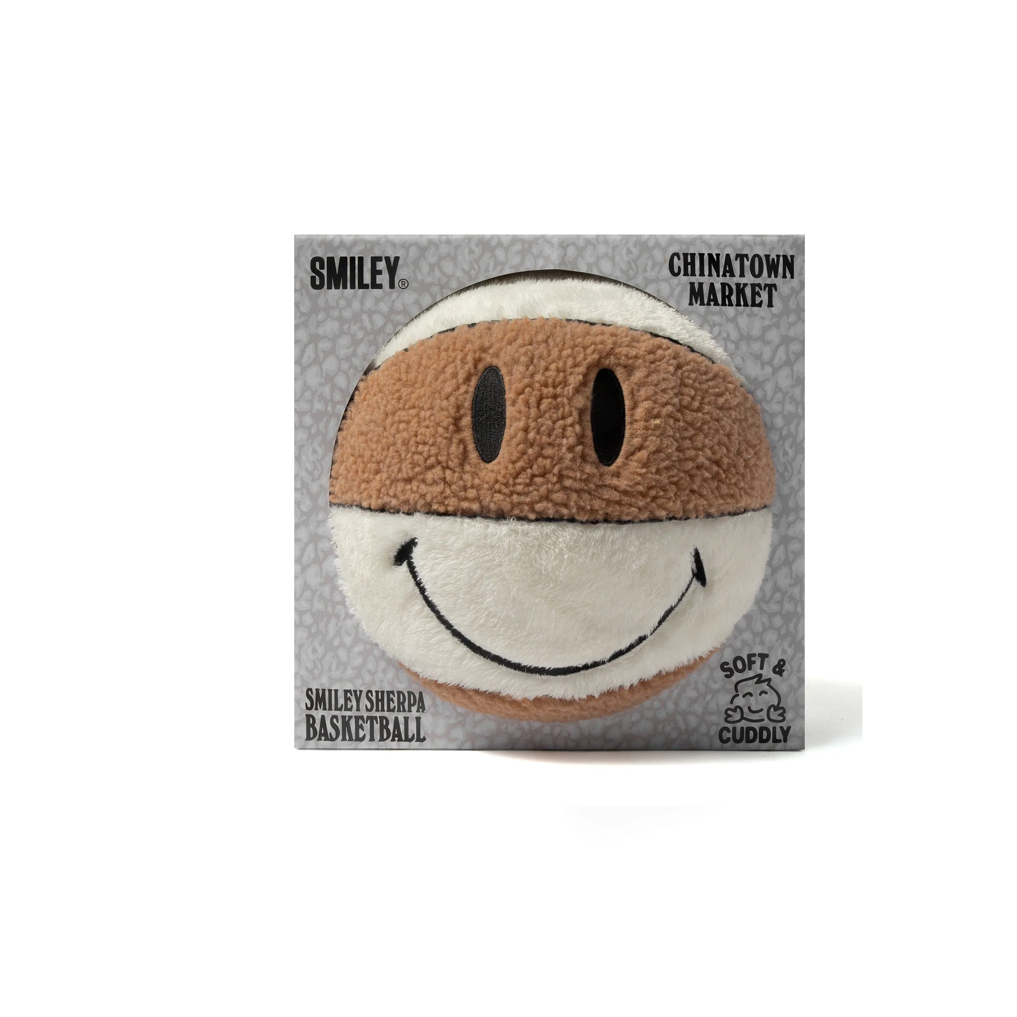 Chinatown Market Smiley Sherpa Basketball Pillow 'Tan' - Image 2