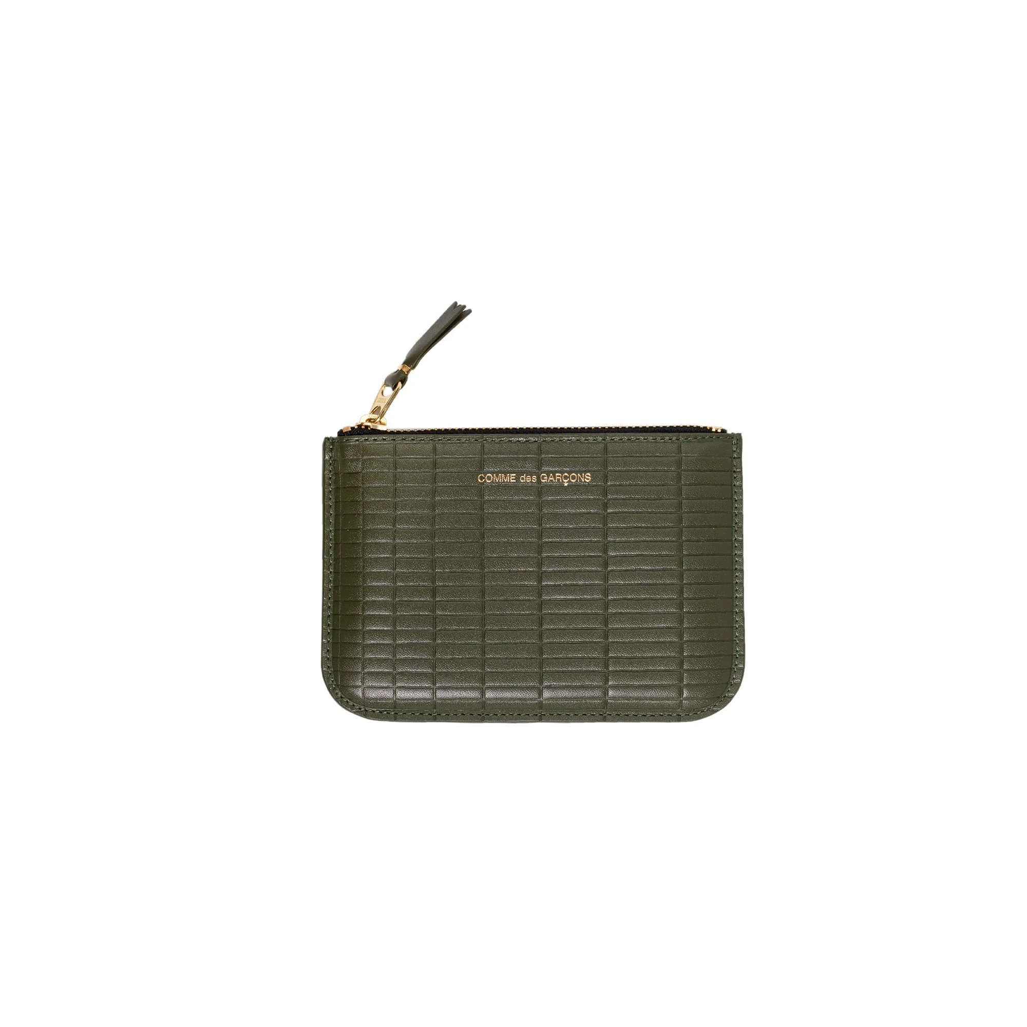 Comme Des Garcon Wallet: Brick Line Leather Coin Purse in Khaki