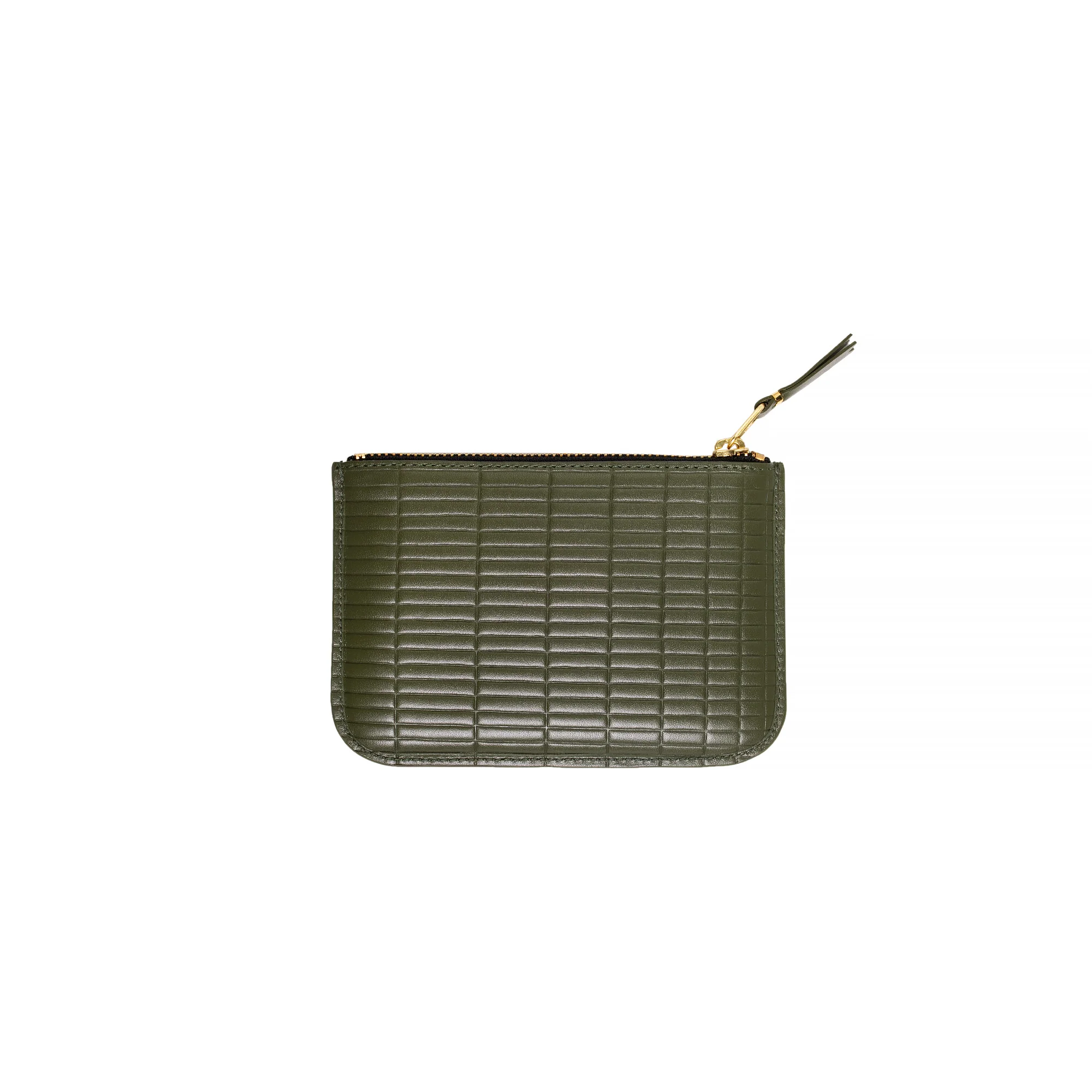 Comme Des Garcon Wallet: Brick Line Leather Coin Purse in Khaki - Image 2