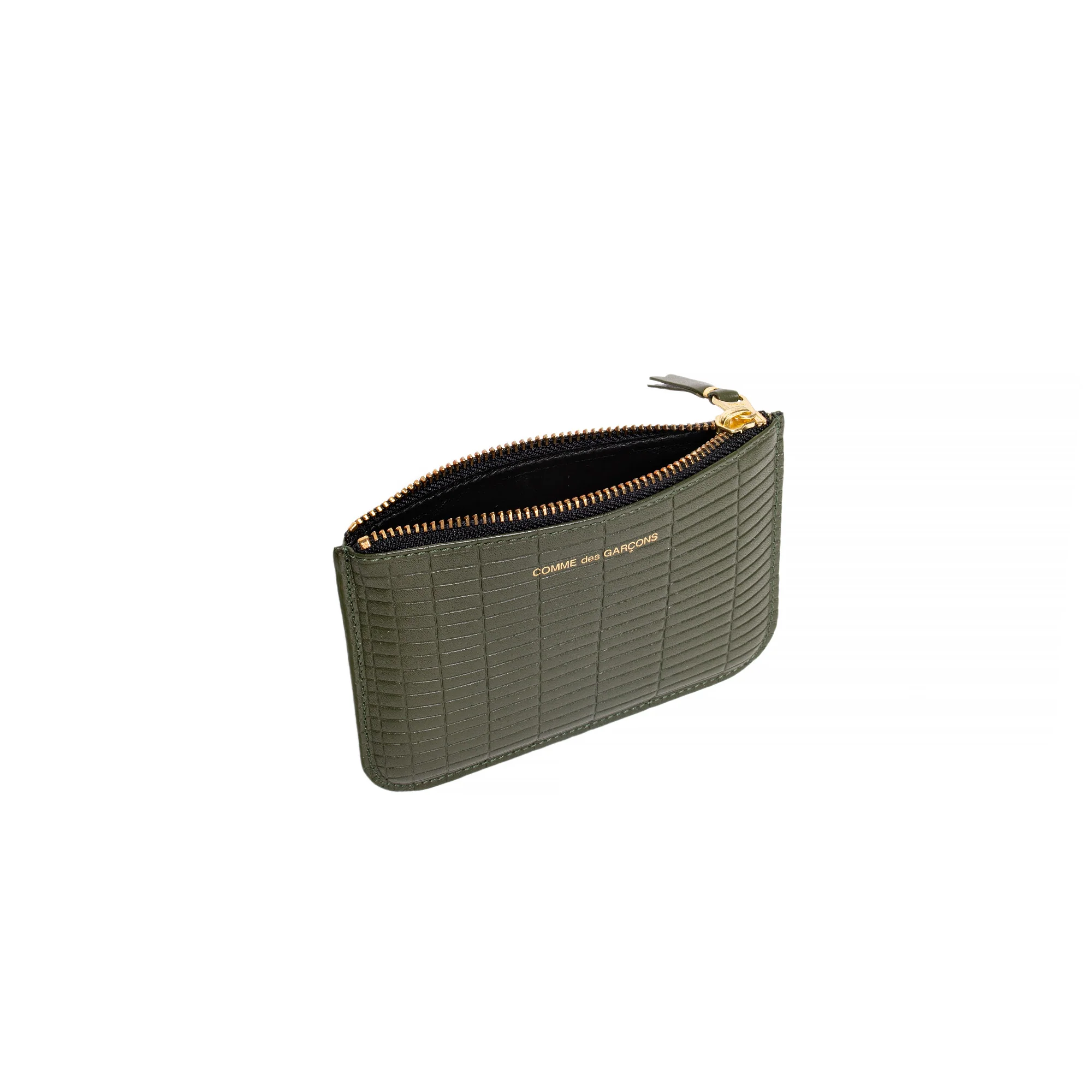 Comme Des Garcon Wallet: Brick Line Leather Coin Purse in Khaki - Image 3