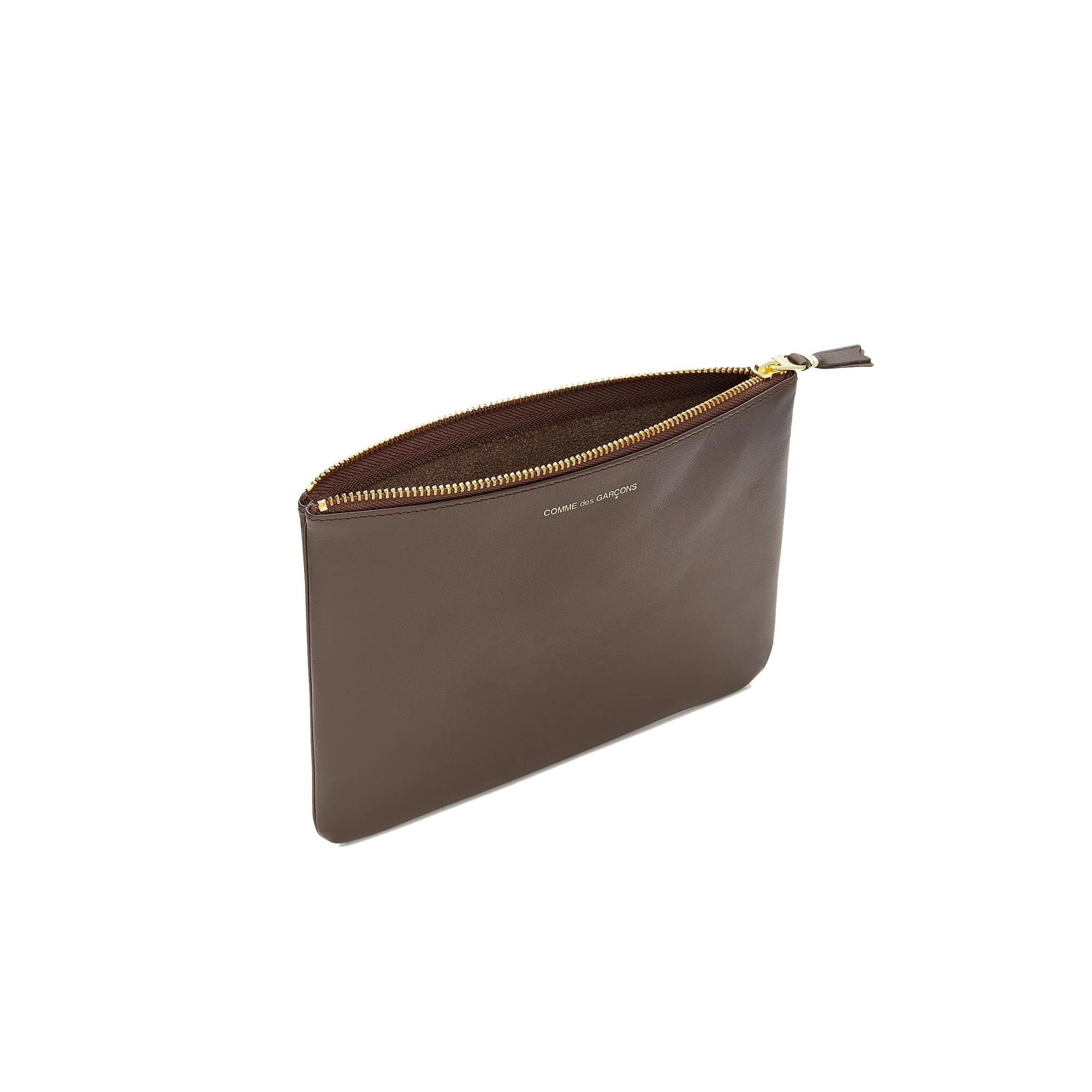 Comme Des Garcon Wallet: Classic Leather Line Clutch in Brown - Image 2