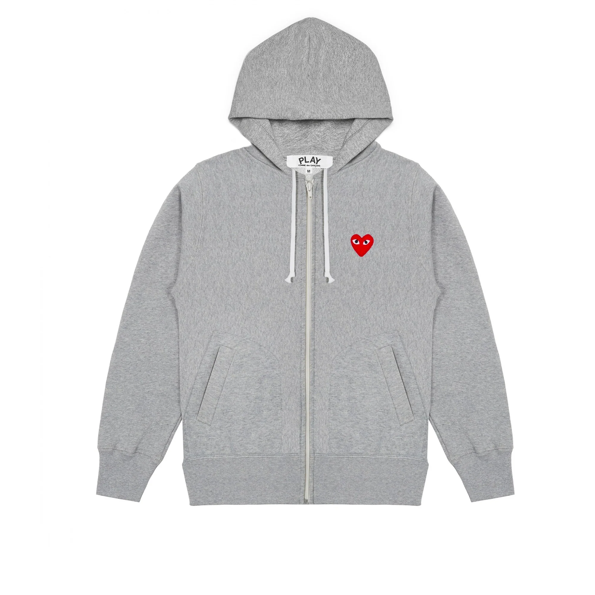 CDG Play Mens Zip Hoodie 'Grey'