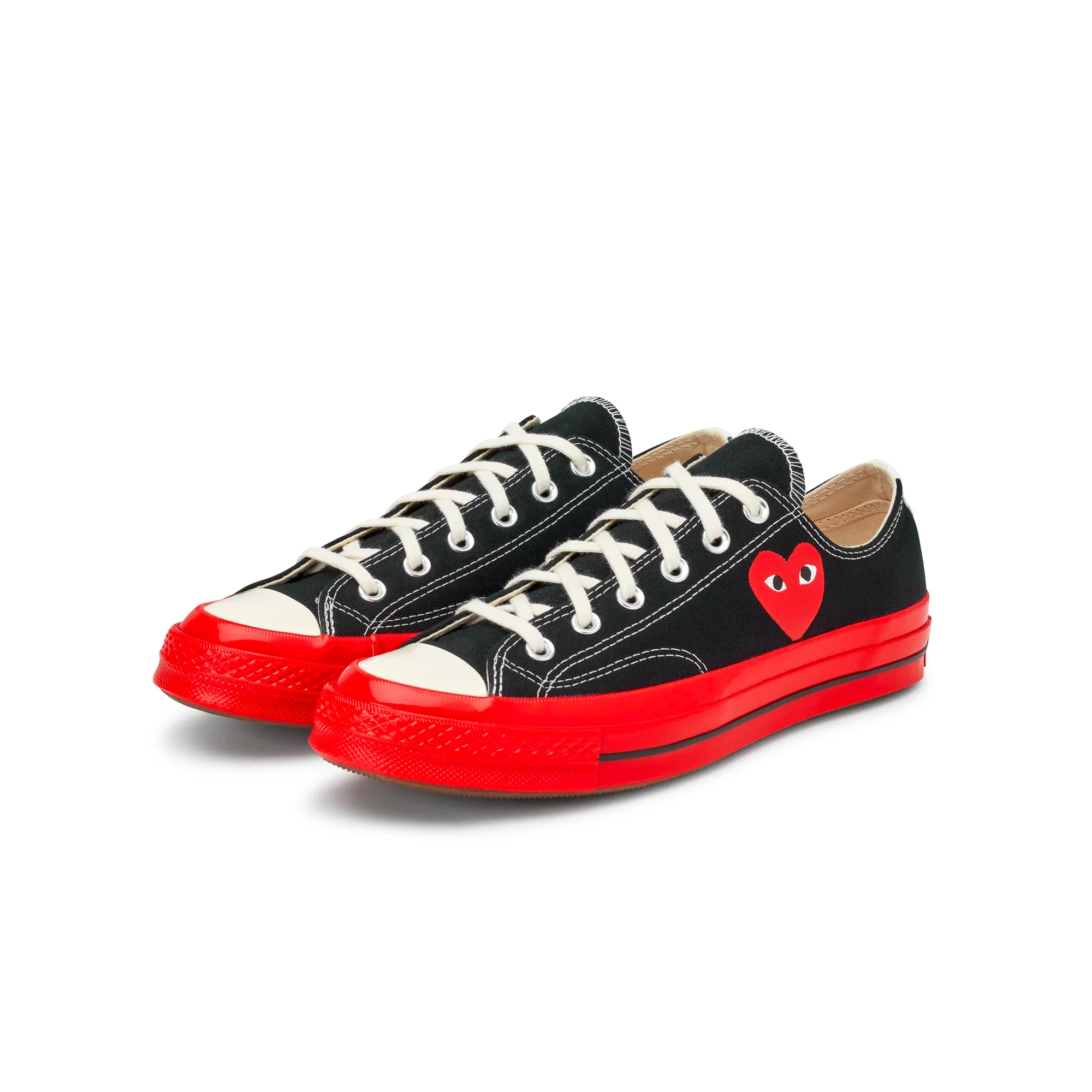 Comme des Garcons PLAY x Converse Chuck 70 Low Shoes Black/Red - Image 2