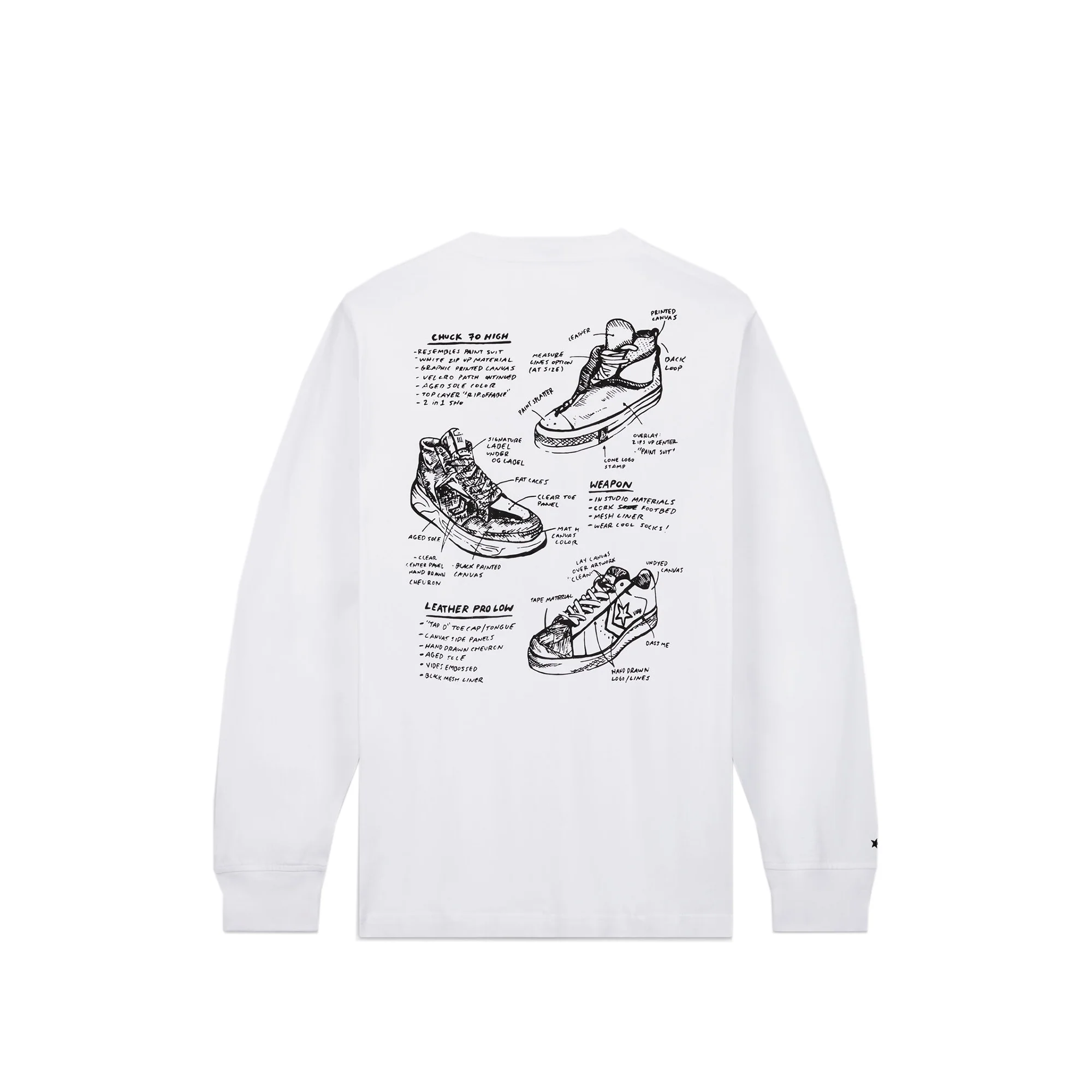 Converse Mens Josh Vides Long Sleeve Pocket Tee 'White' - Image 2