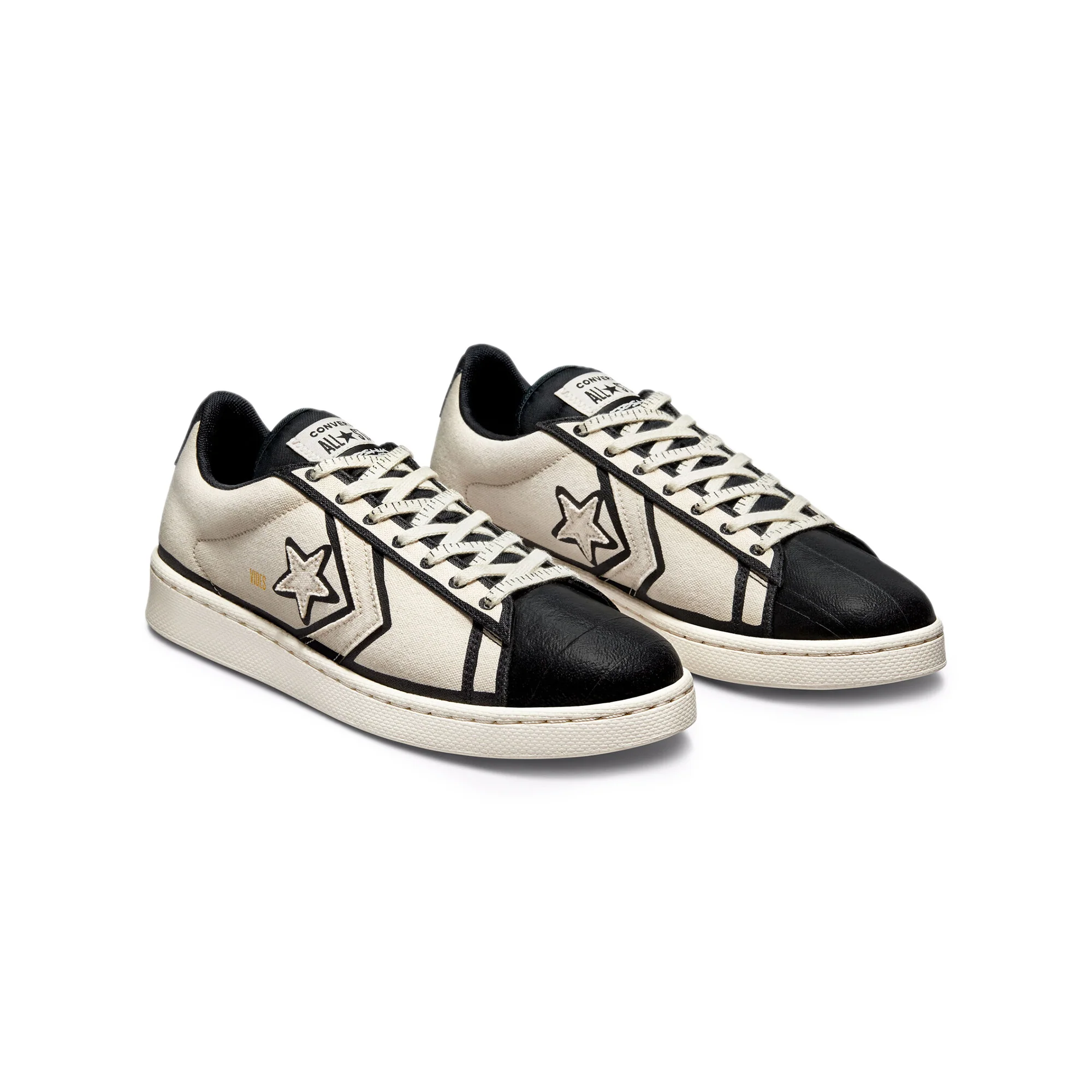 Converse Mens Pro Leather OX Shoes 'Natural Ivory/Black/White' - Image 2