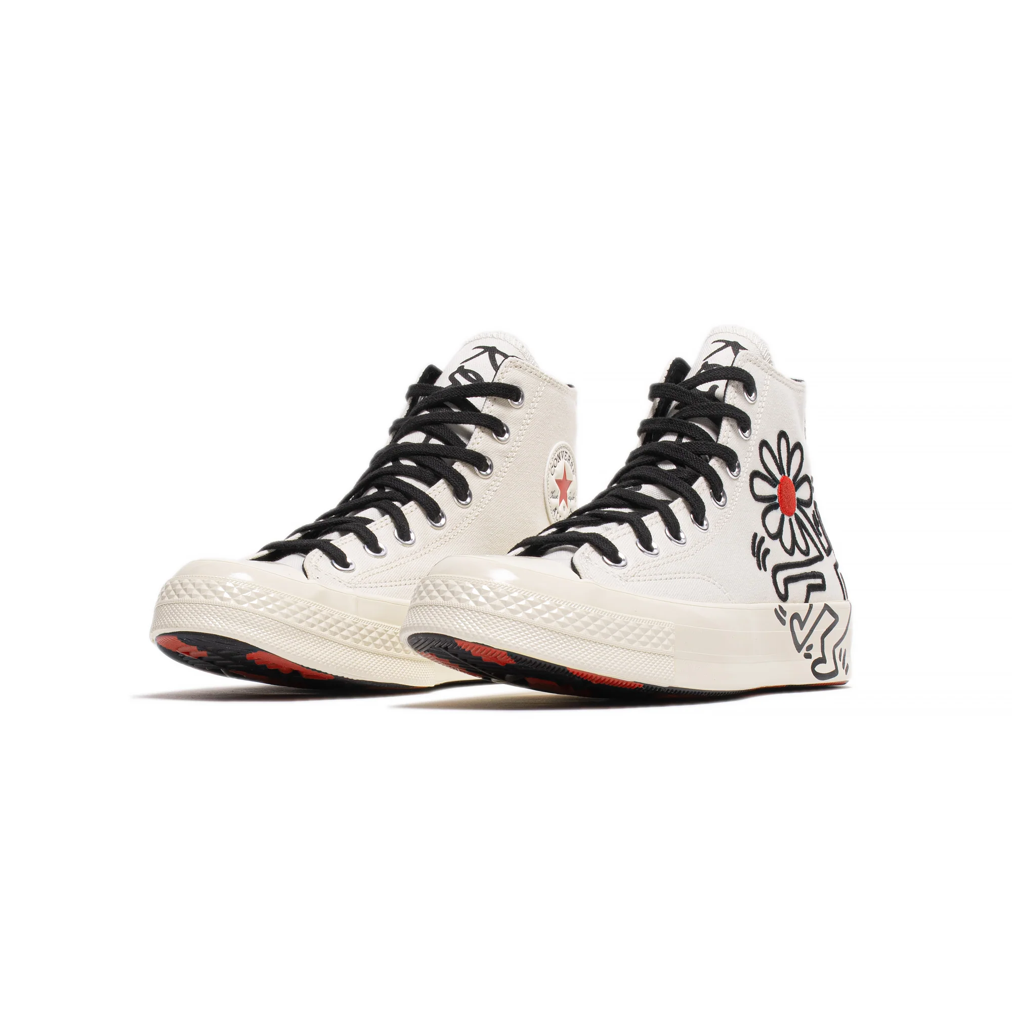 Converse Mens Chuck 70 Hi Shoes 'Egret Black Red' - Image 2