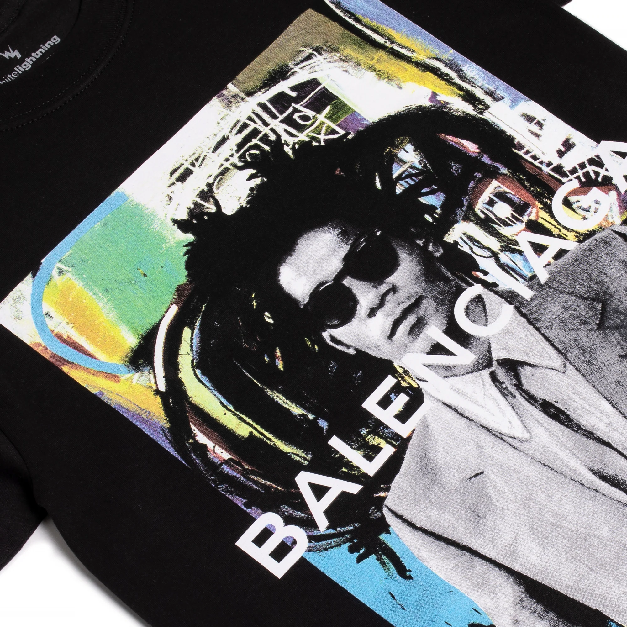 White Lightning Mens Basquiatlenciaga T-Shirt 'Black' - Image 2