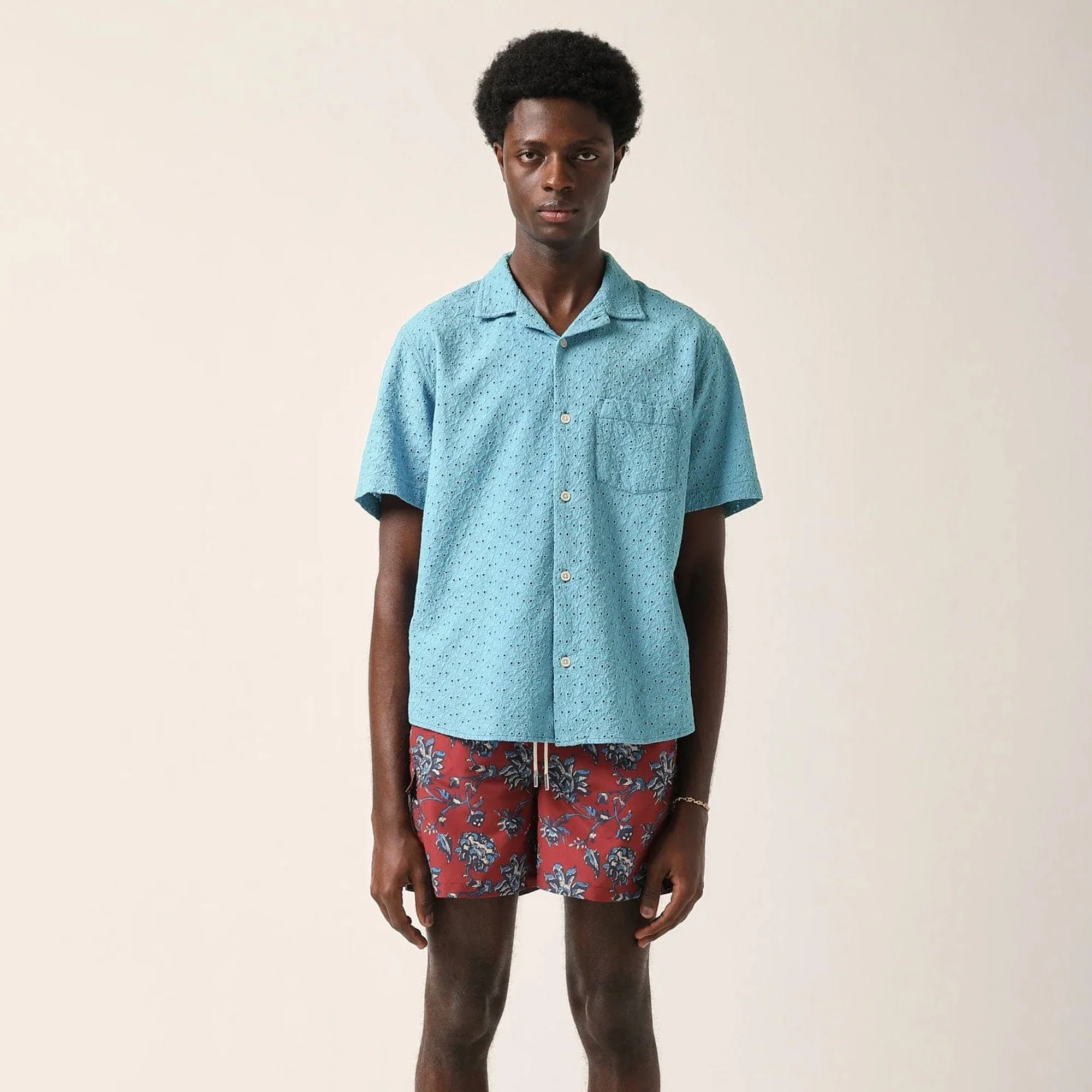 Corridor Mens Floral Eyelet SS Camp Shirt - Image 2