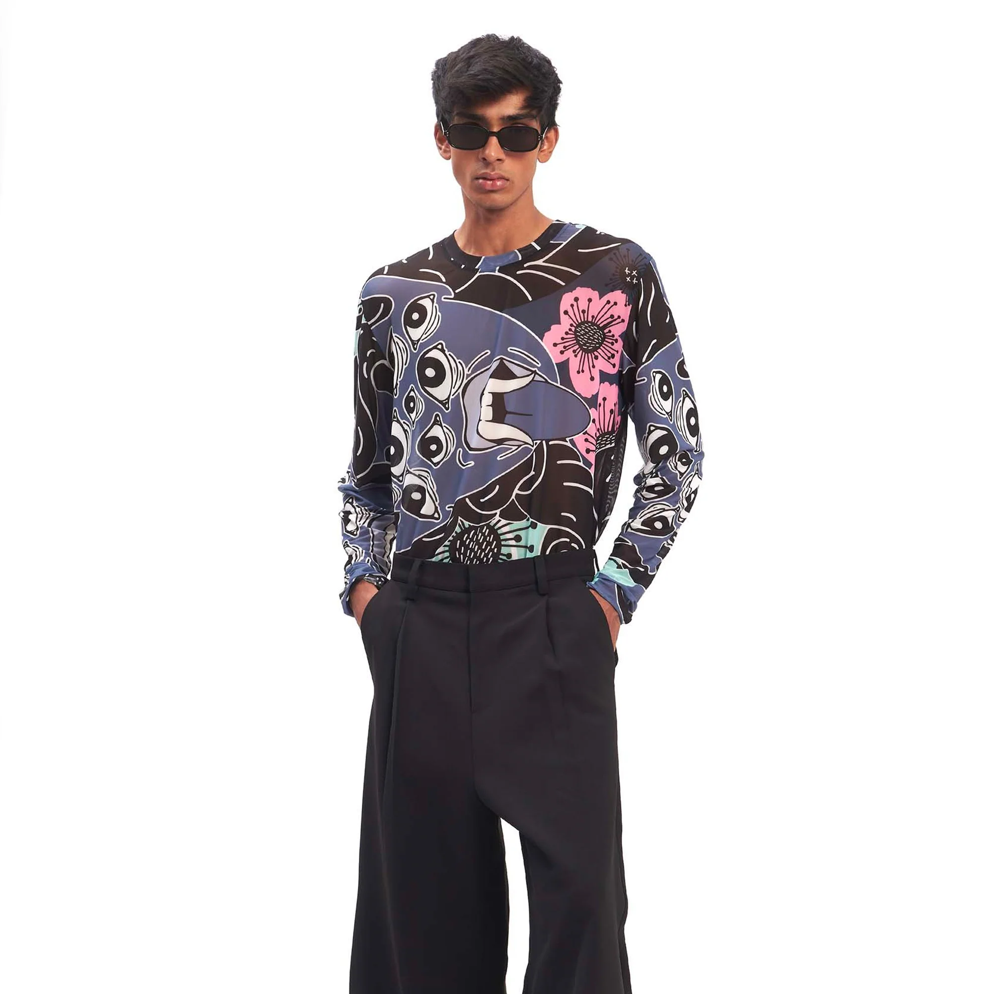 Dhruv Kapoor Mens Mask Mesh Shirt - Image 2