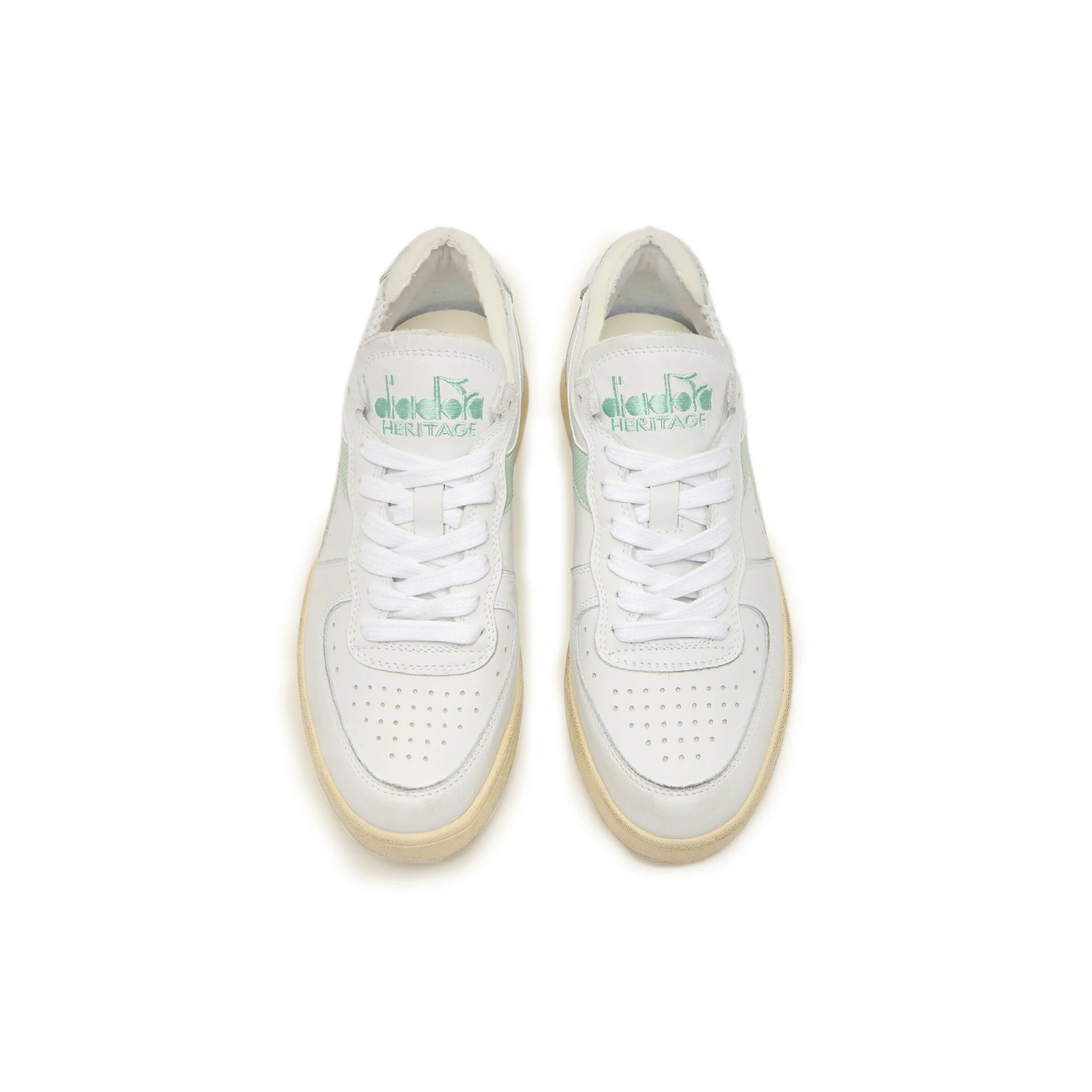 Diadora Mens Mi Basket Row Cut Shoes 'White/Smoke Green' - Image 2