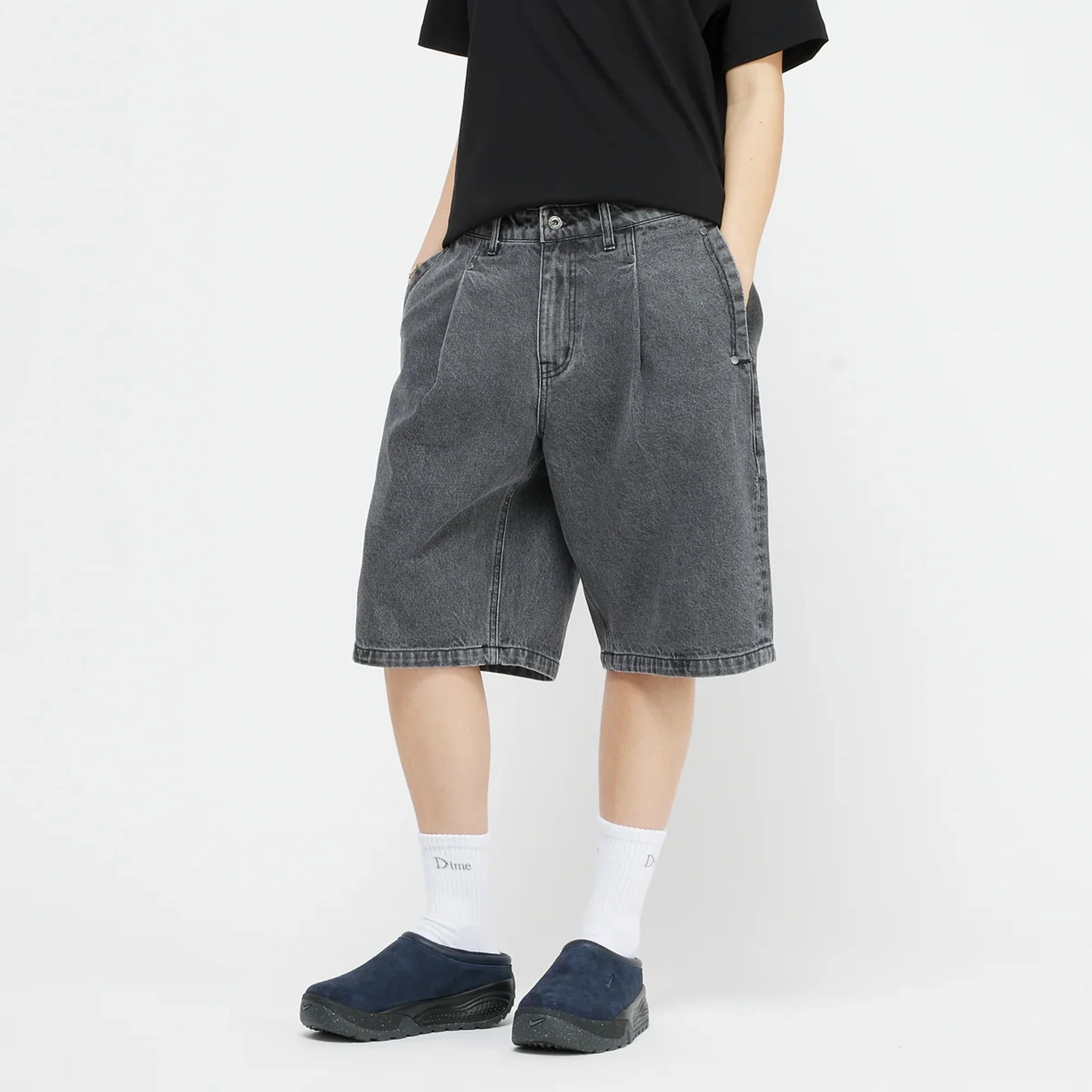 Dime Mens Pleated Denim Shorts - Image 2