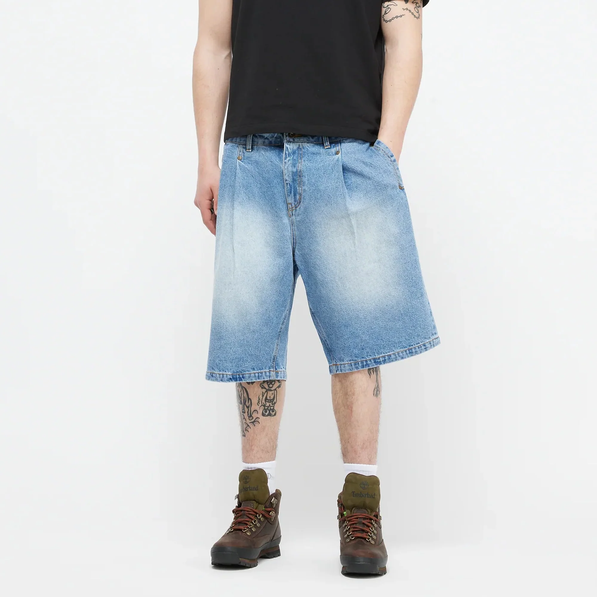 Dime Mens Pleated Denim Shorts - Image 2