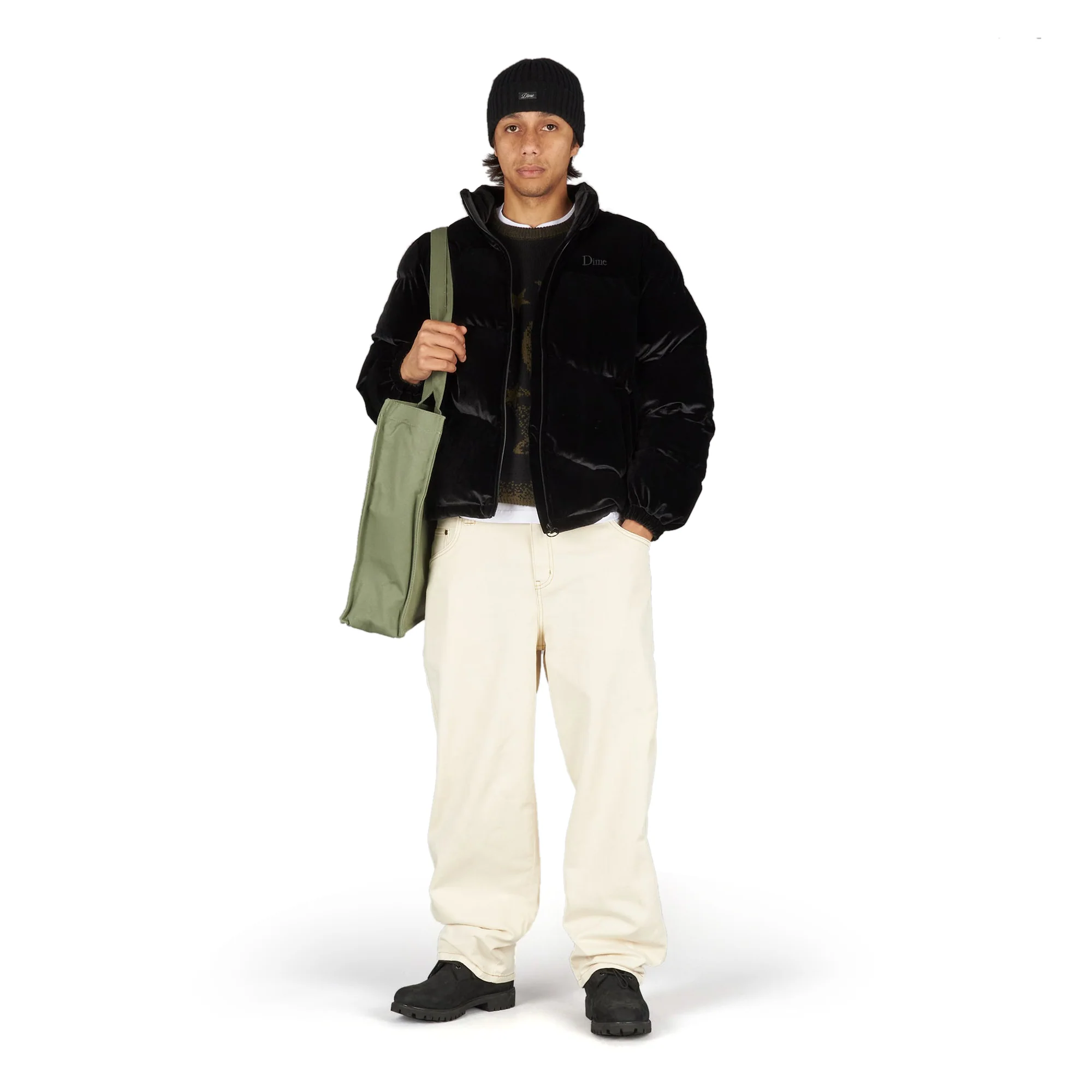 Dime Mens Velvet Quilted Puffer Jacket - Image 2