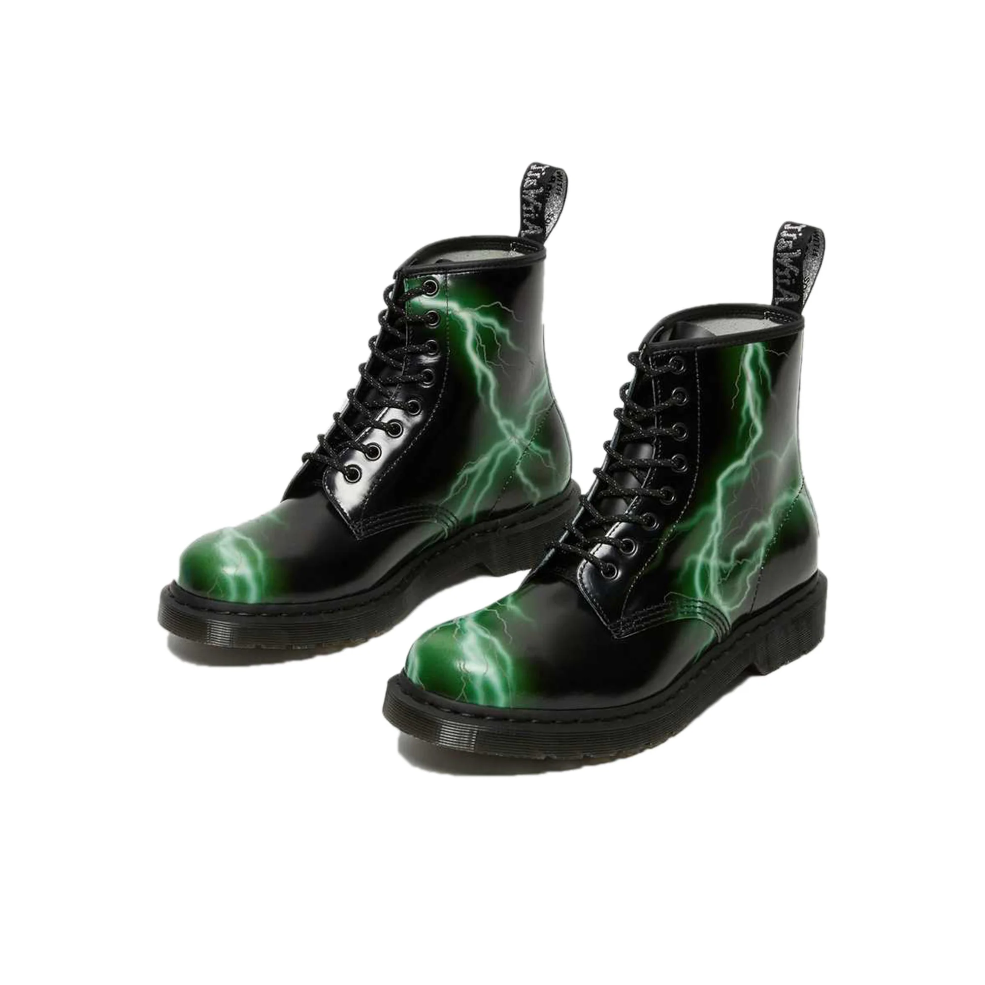 Dr.Martens Mens 1460 Shoes 'Black/Green/Flash Smooth' - Image 2