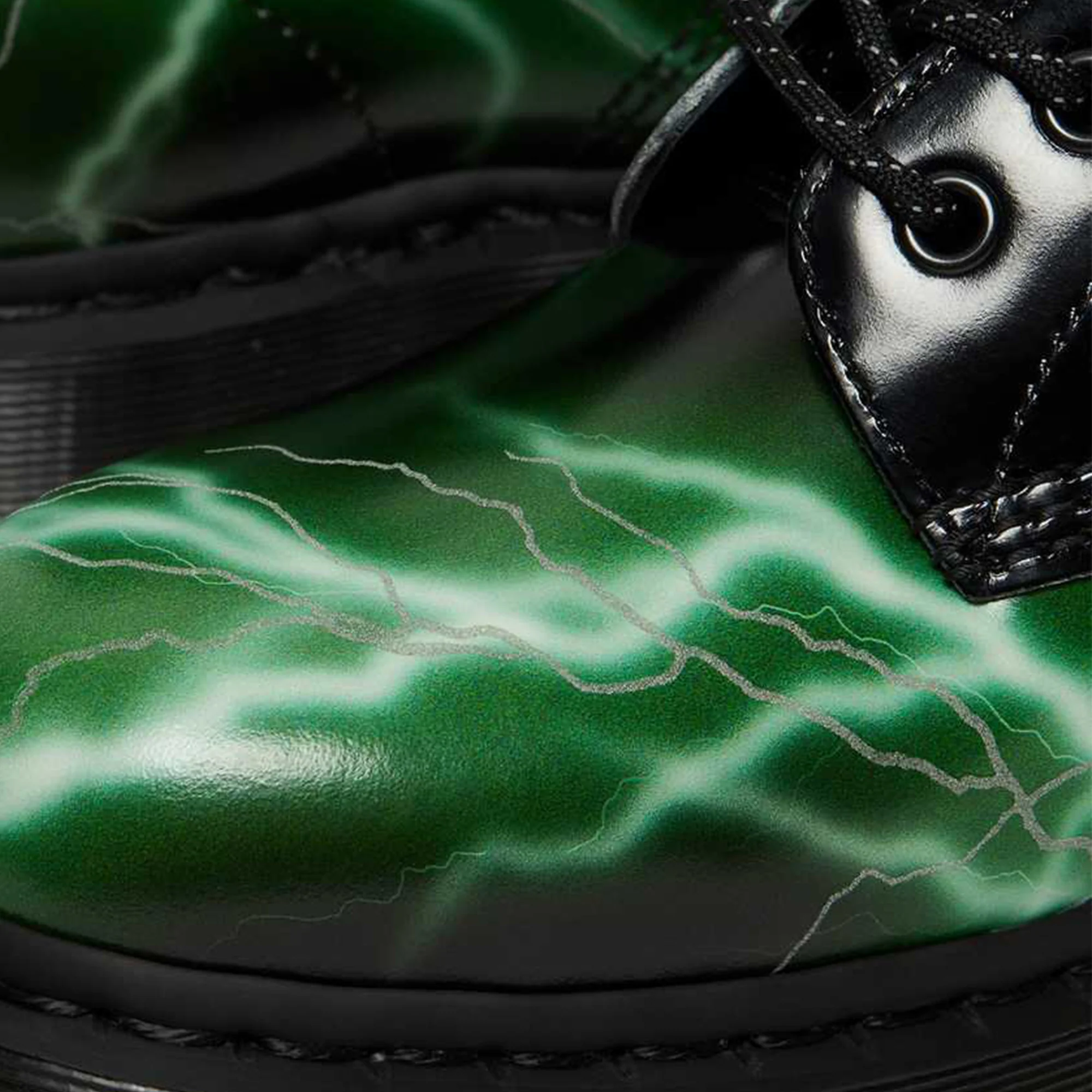 Dr.Martens Mens 1460 Shoes 'Black/Green/Flash Smooth' - Image 4