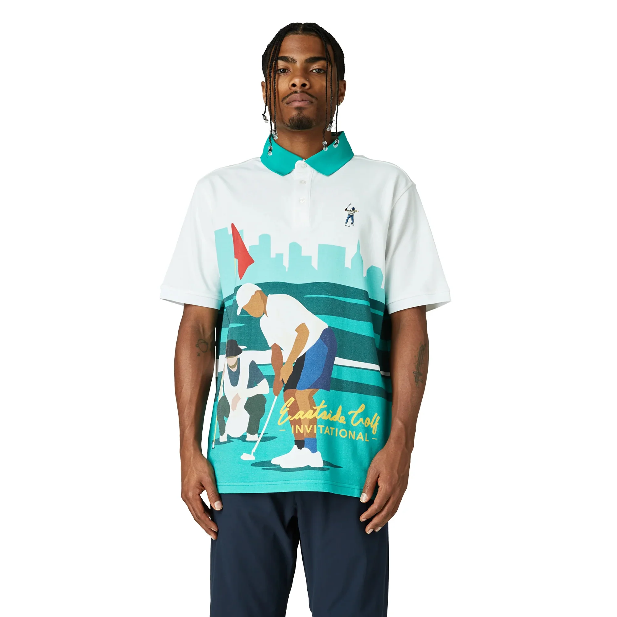Eastside Golf Mens Graphic Pique Polo Shirt - Image 2