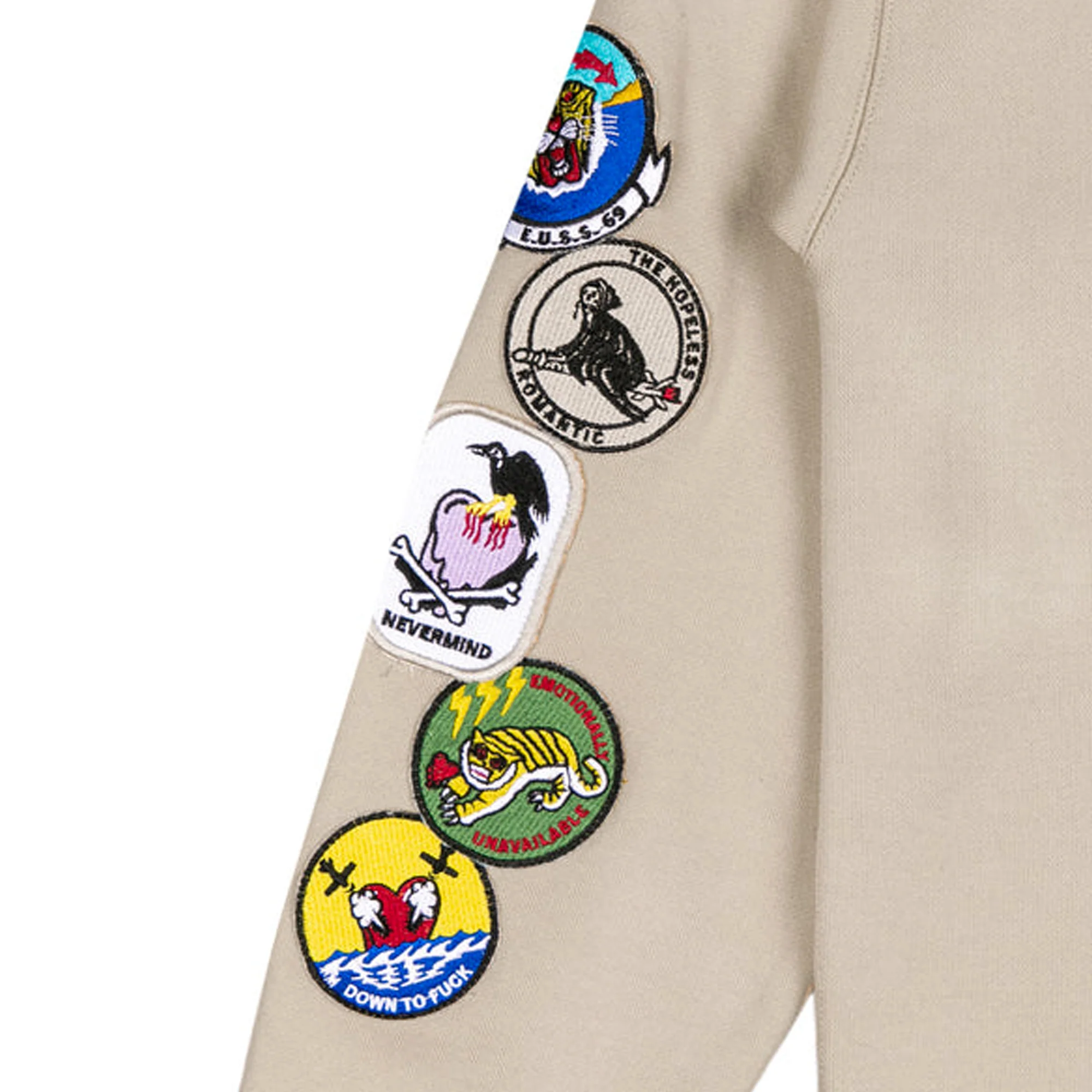 Emotionally Unavailable Mens Patches Crewneck - Image 3