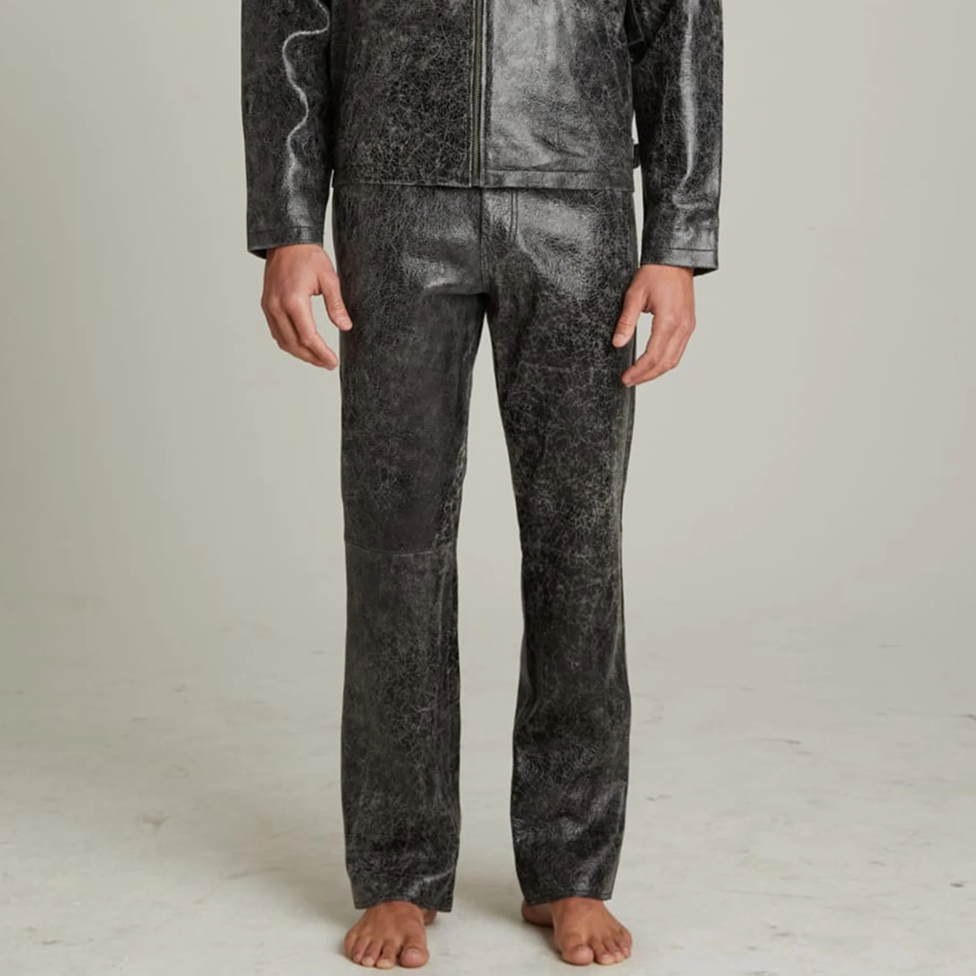 Guess USA Mens Crackle Leather Flare Pants - Image 2