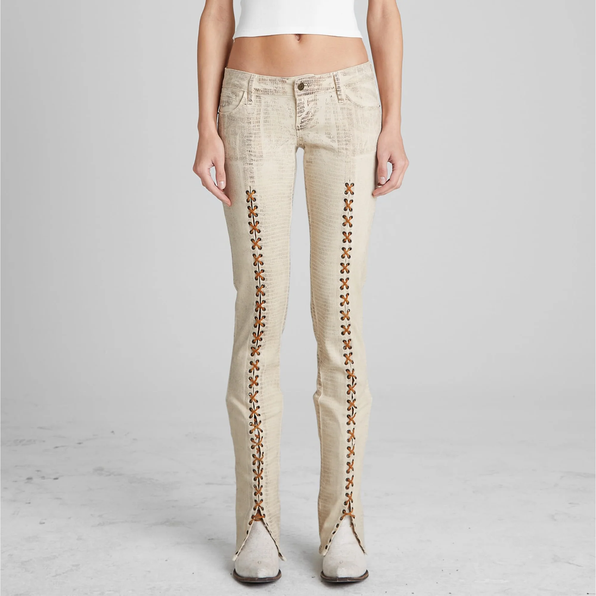Guess USA Womens Laced Flared Denim Jeans - Image 2