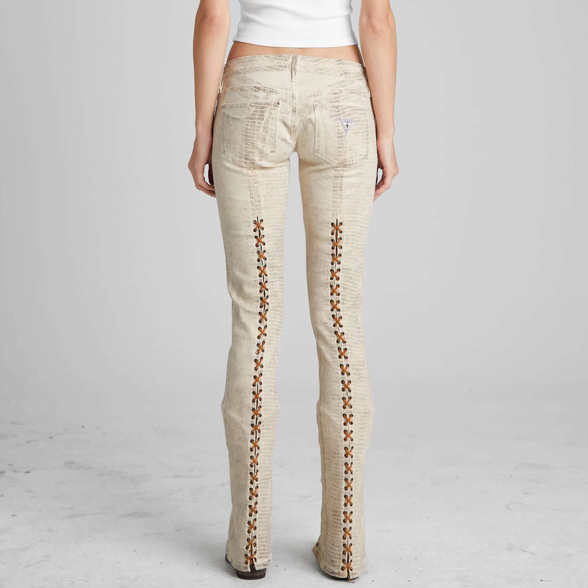 Guess USA Womens Laced Flared Denim Jeans - Image 3