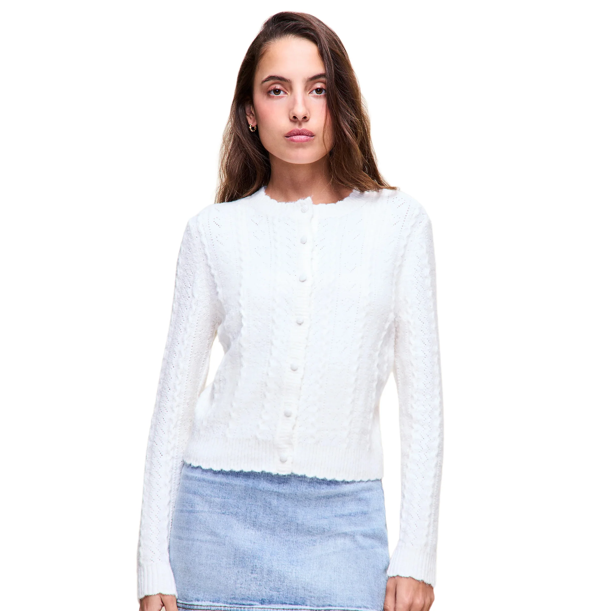 Guizio Womens Evelina Pointelle Cardigan