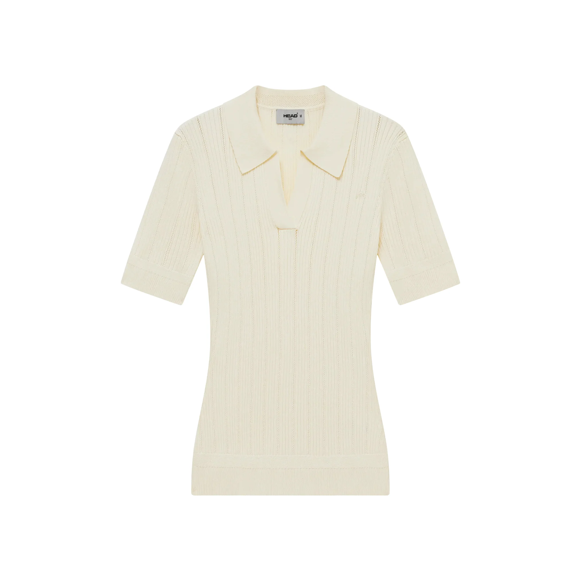 Head Golf Womens V Neck Pointelle Knit Polo Shirt