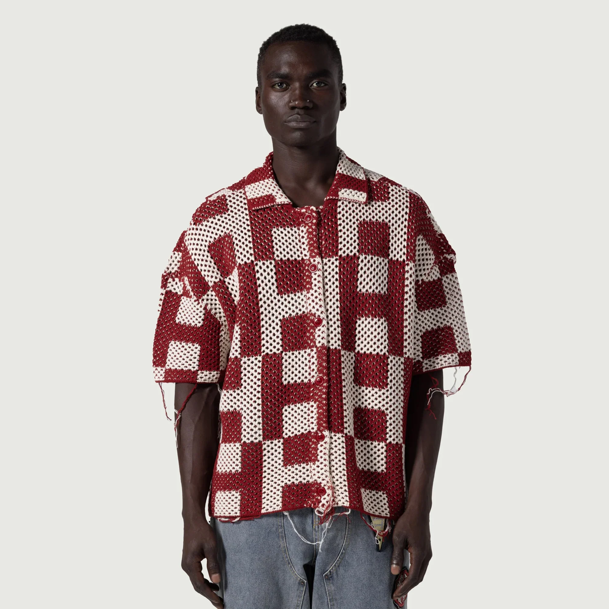 Honor The Gift Mens Button Down Crochet Shirt - Image 2