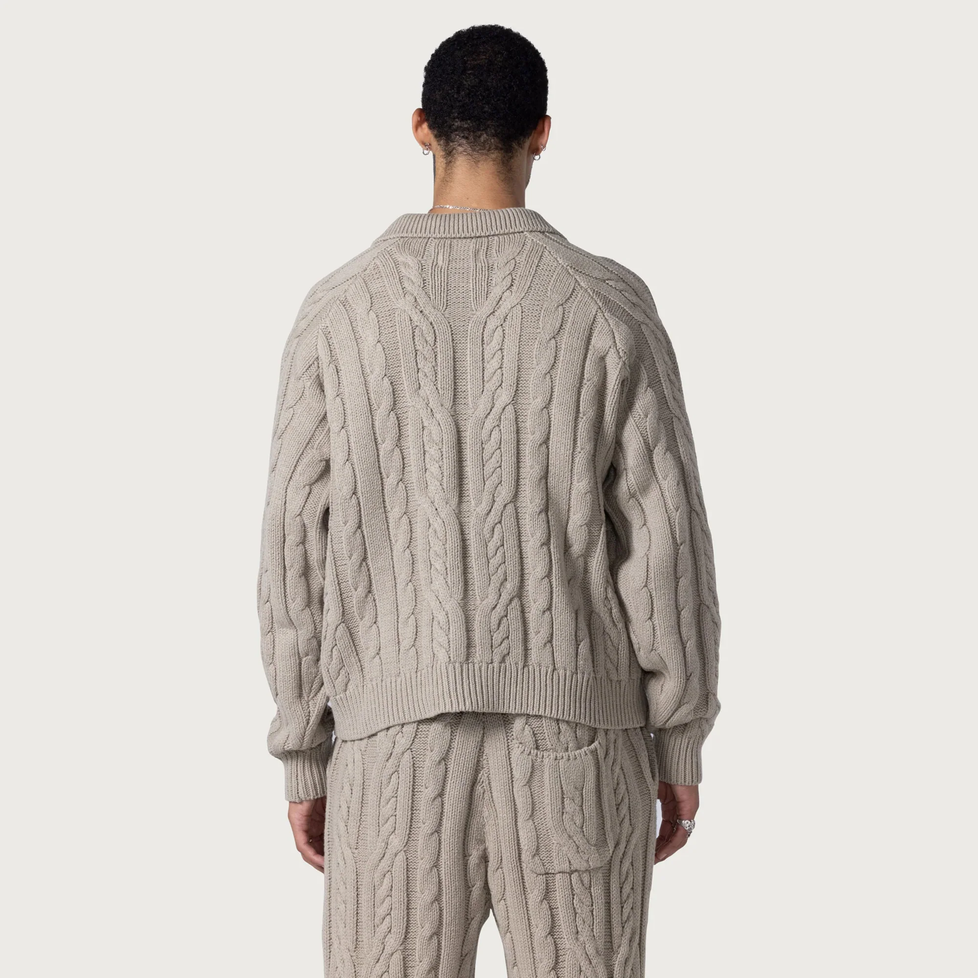 Honor The Gift Mens Cable Zip Leisure Henley Shirt - Image 3