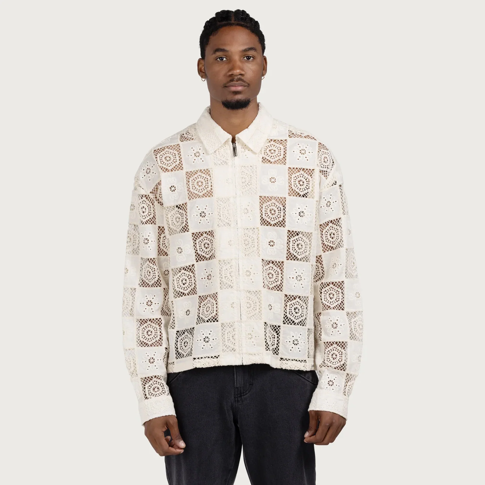 Honor The Gift Mens Crochet Full-Zip Jacket - Image 2
