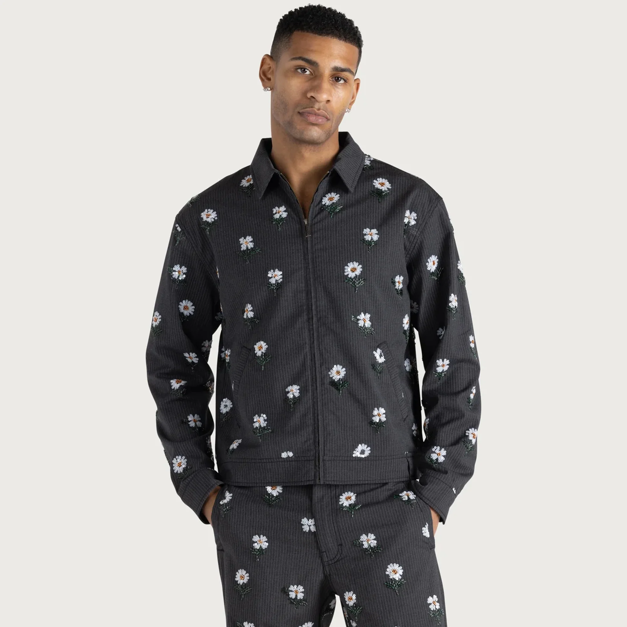 Honor The Gift Mens Flowers Beaded Jacket - Image 2
