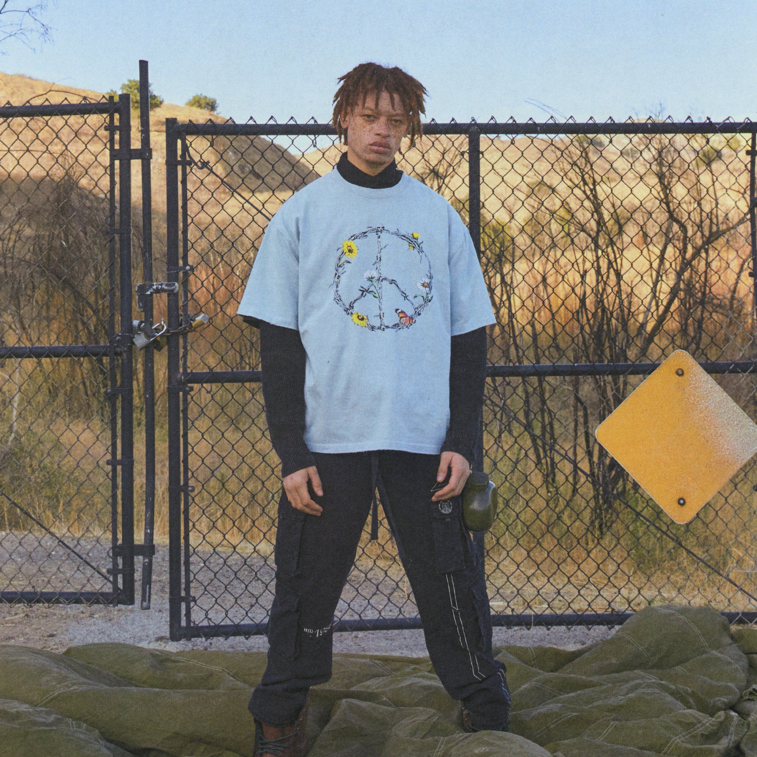 Honor The Gift Mens 'Sky Blue' Iron Peace S/S T-Shirt - Image 3