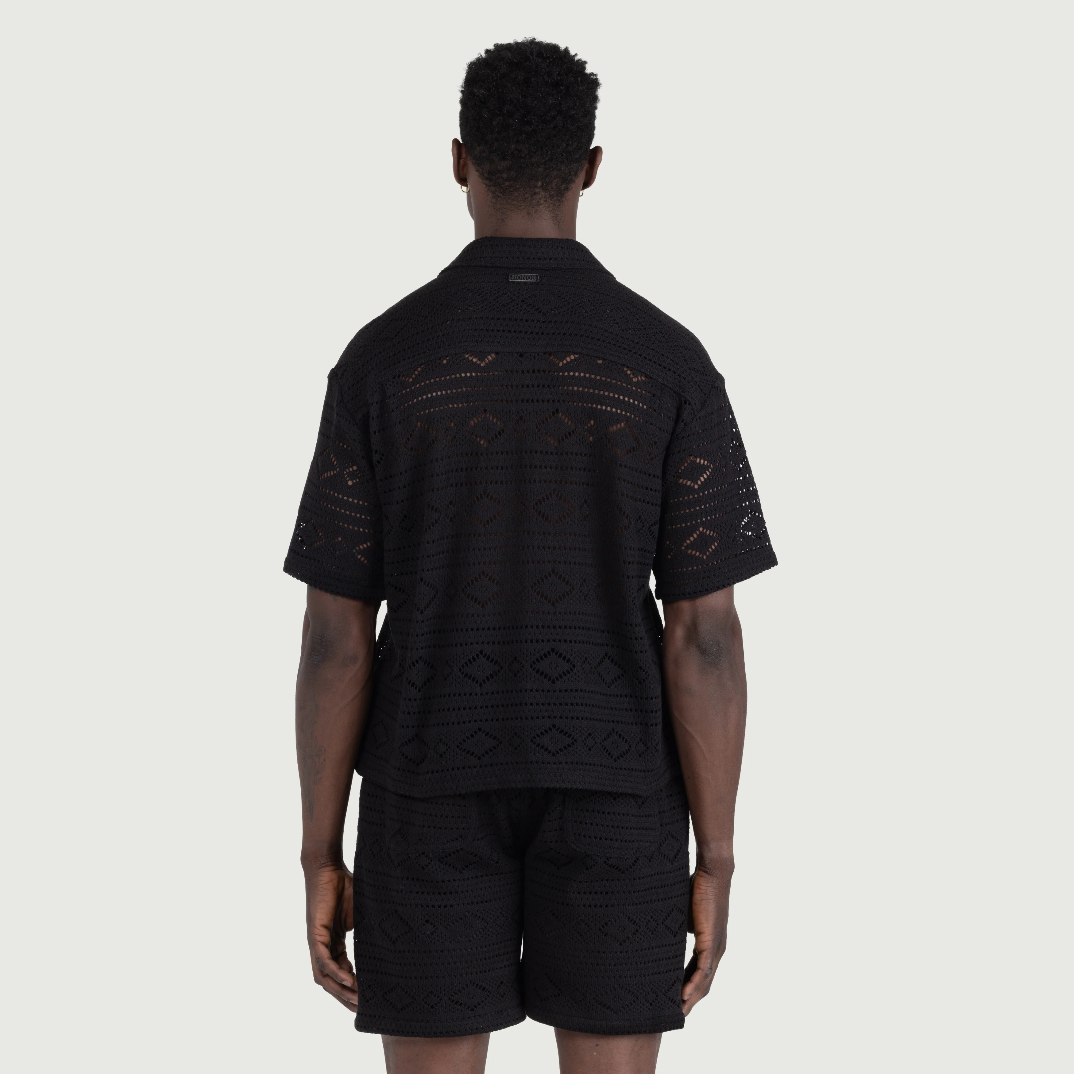 Honor The Gift Mens Pointelle Crochet Camp Collar Shirt - Image 3