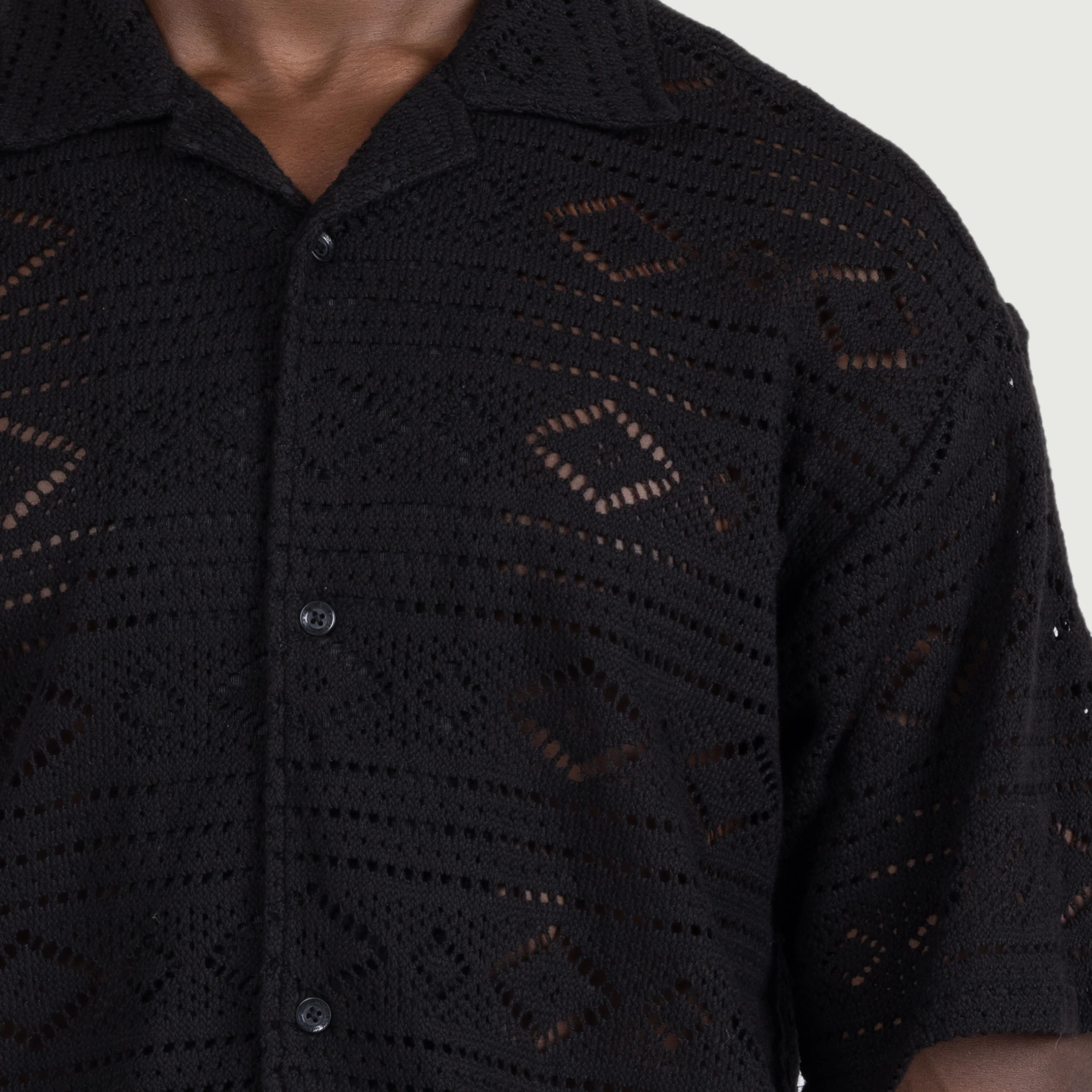 Honor The Gift Mens Pointelle Crochet Camp Collar Shirt - Image 4