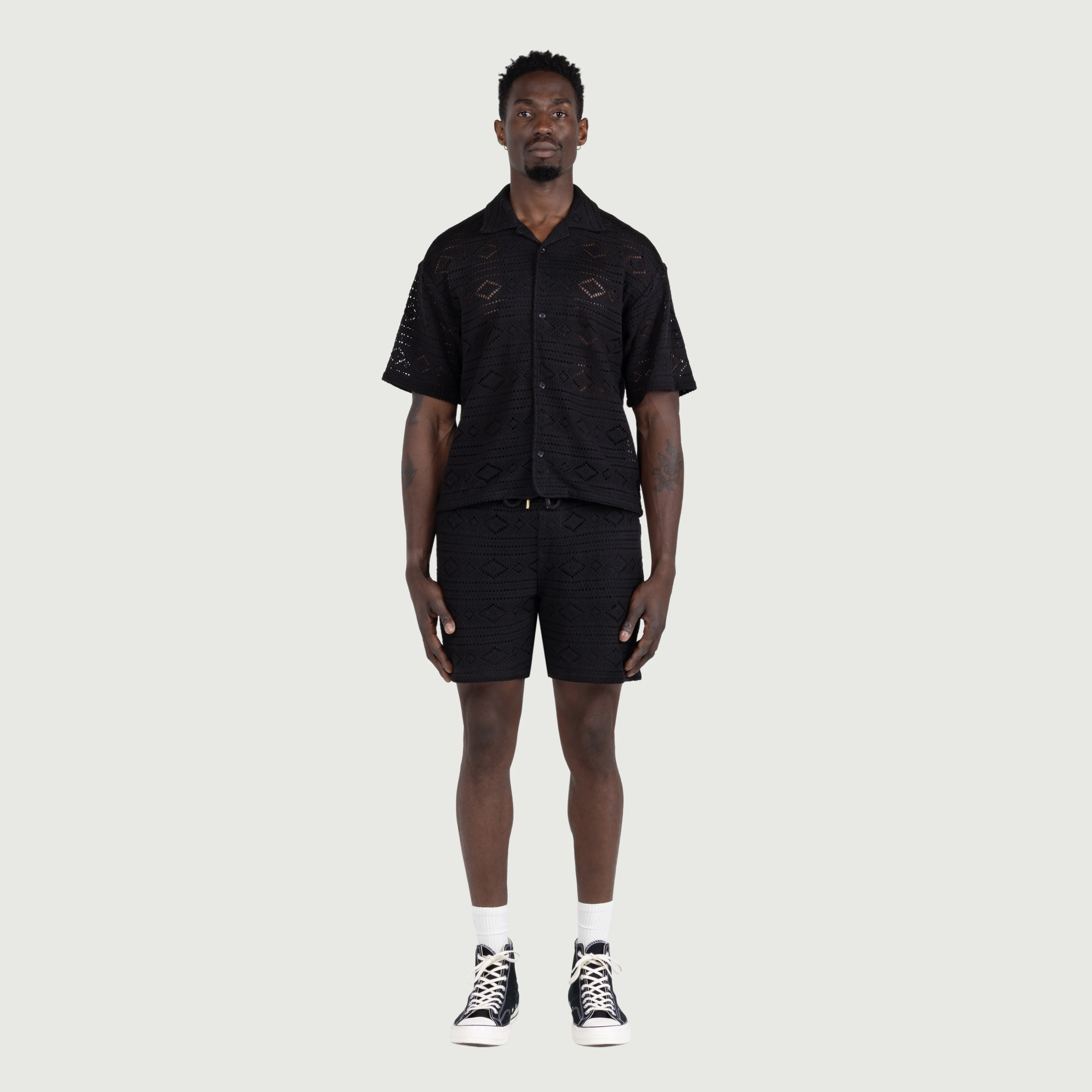 Honor The Gift Mens Pointelle Crochet Drawcord 7" Shorts - Image 2