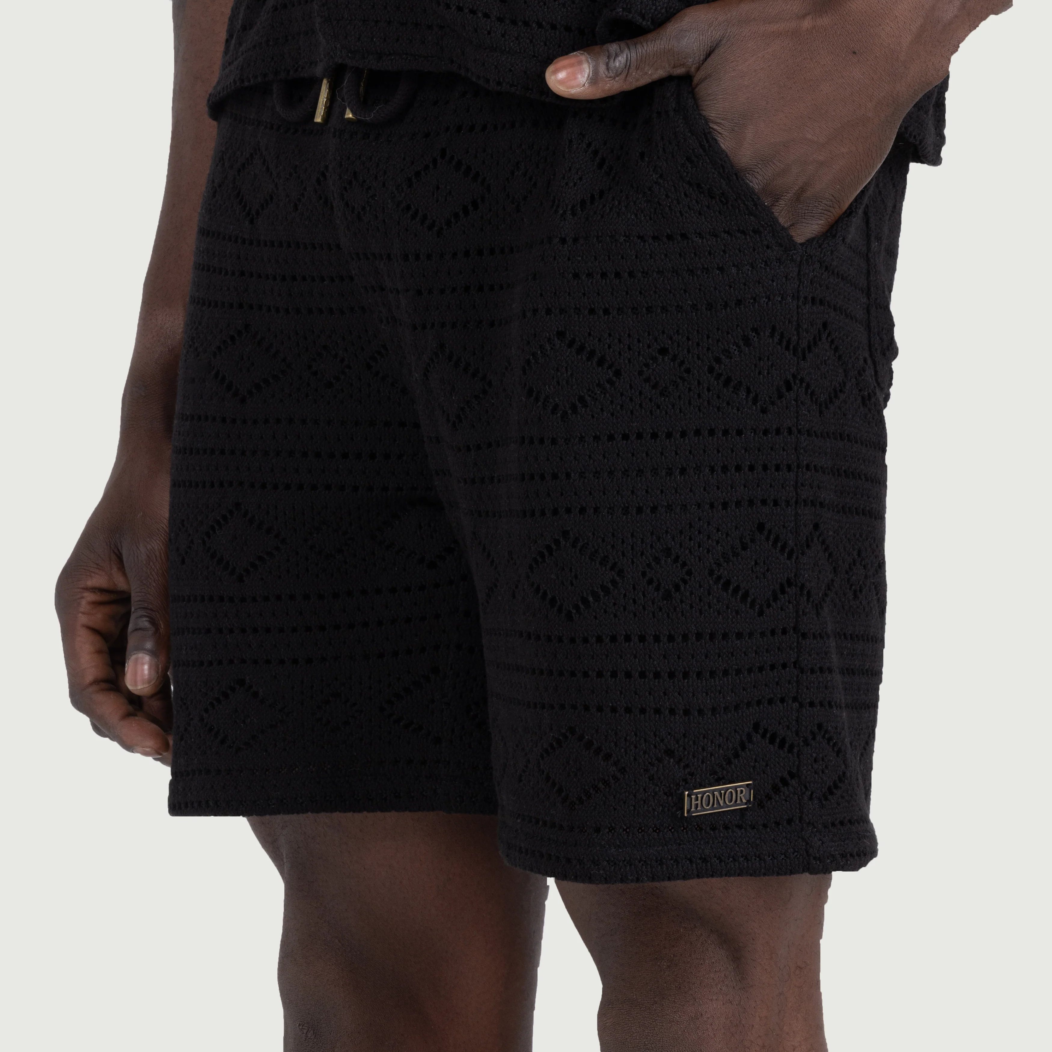 Honor The Gift Mens Pointelle Crochet Drawcord 7" Shorts - Image 4