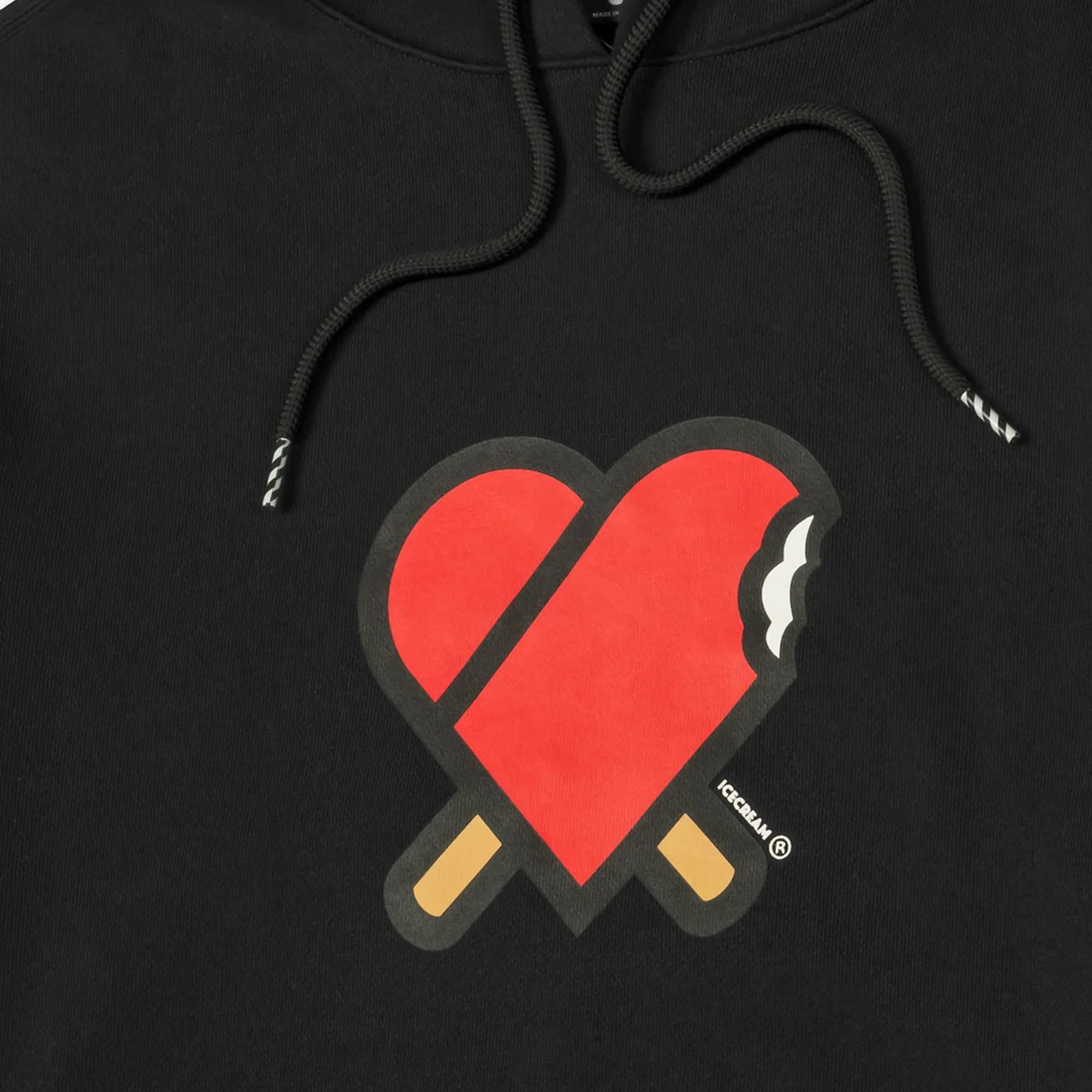 Icecream Mens Heart Hoodie 'Black' - Image 3