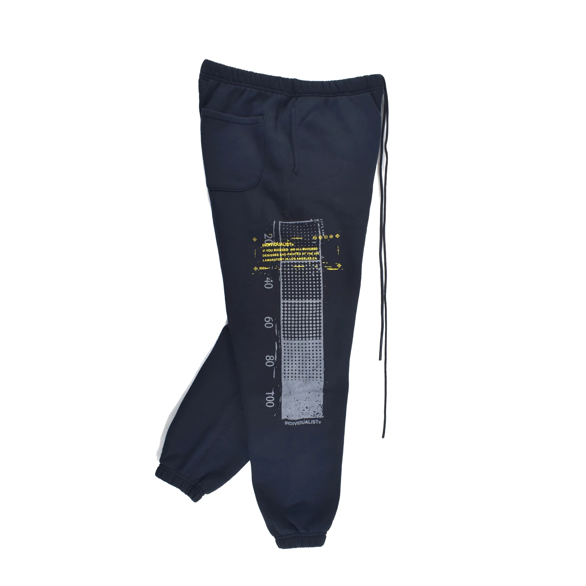 INDVLST Mens Distressed Test Bar Fleece Pant 'Over Dyed Black' - Image 3