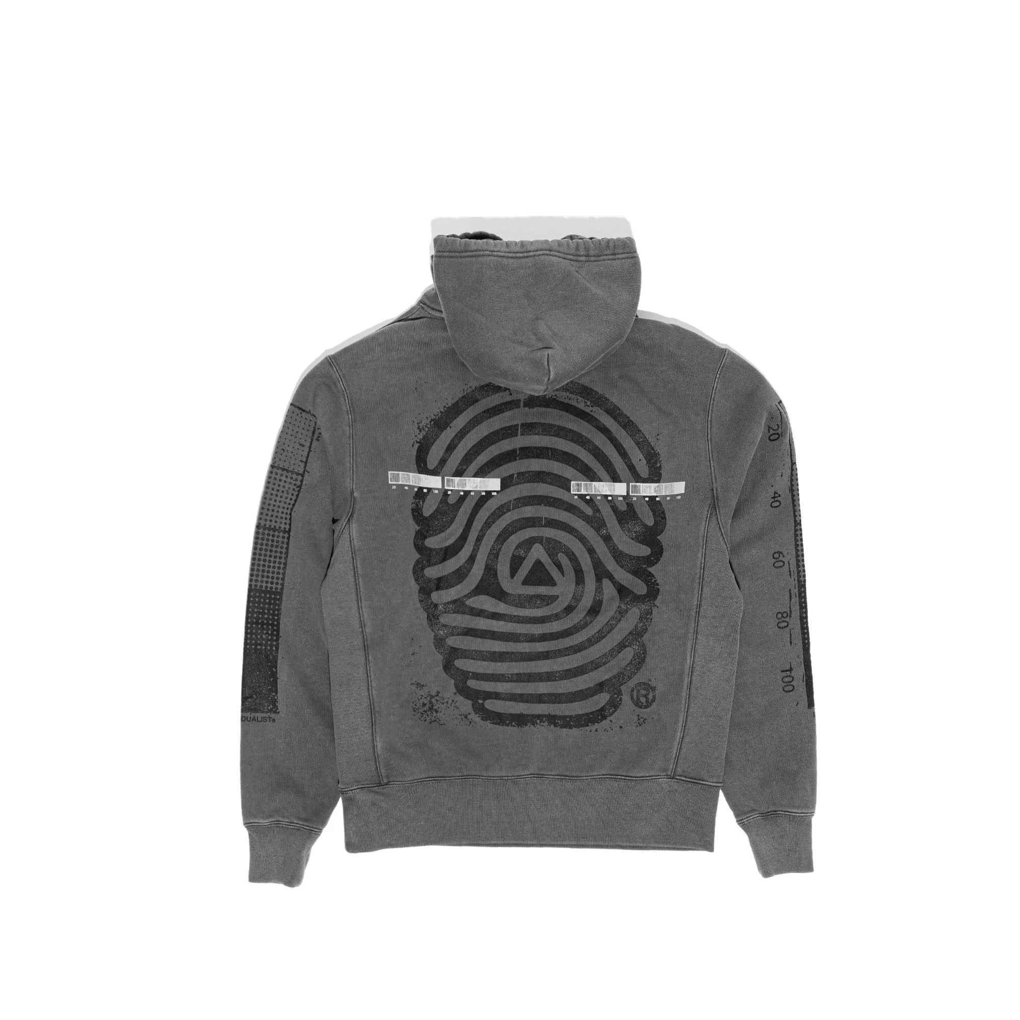 INDVLST Mens Distressed Test Bar Hoodie 'Over Dyed Dark Grey' - Image 2