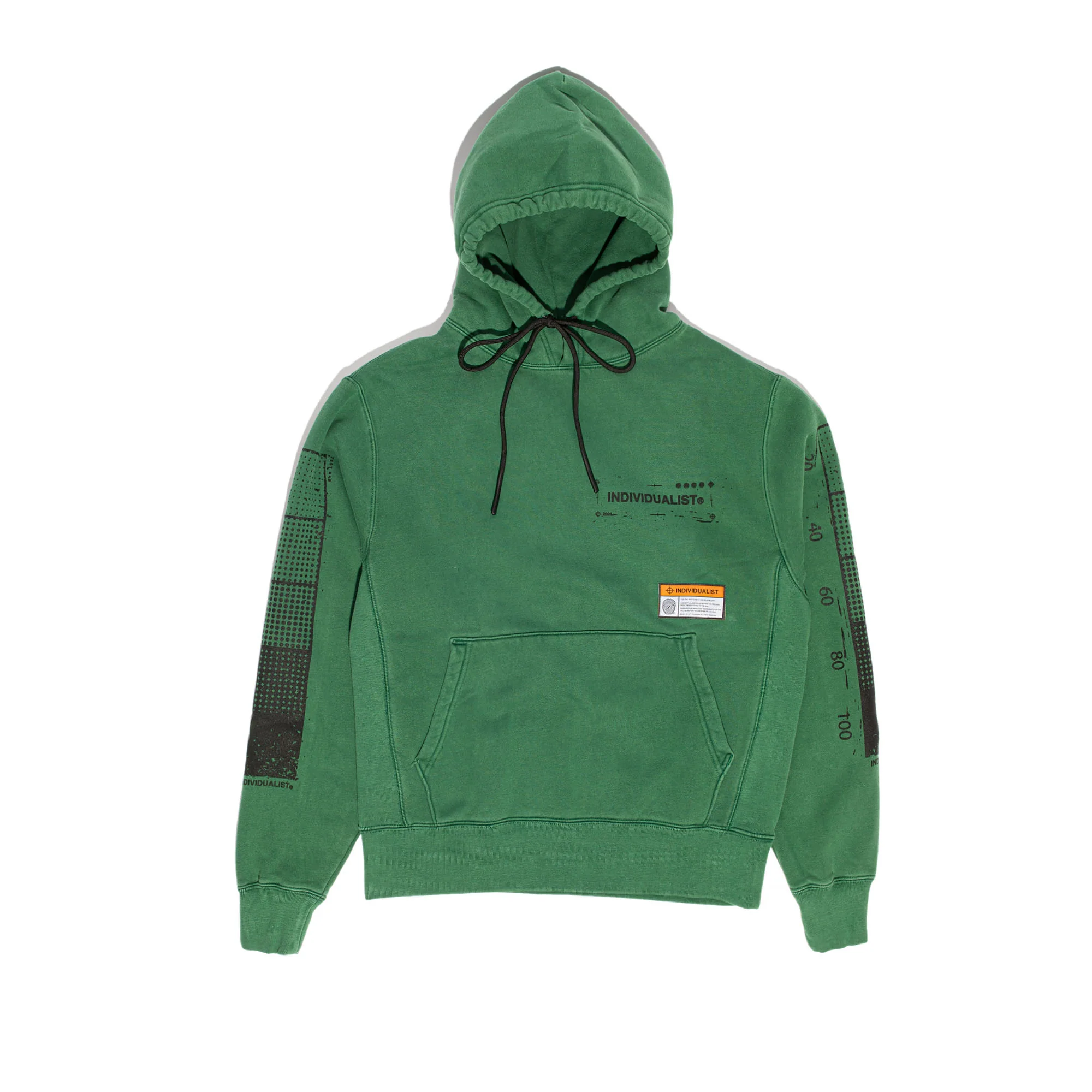 INDVLST Mens Distressed Test Bar Hoodie 'Over Dyed Dark Green'