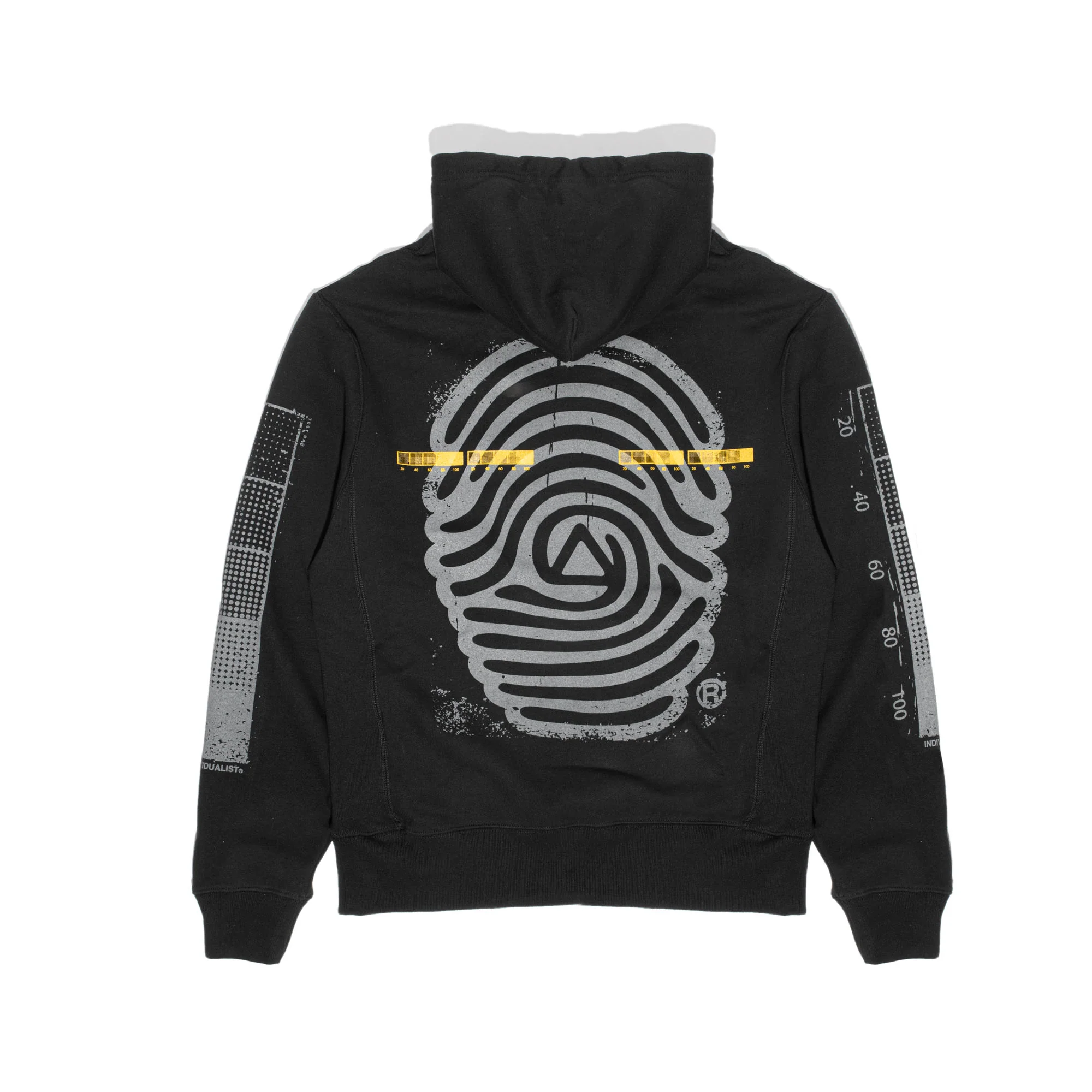 INDVLST Mens Distressed Test Bar Hoodie 'Over Dyed Black' - Image 2