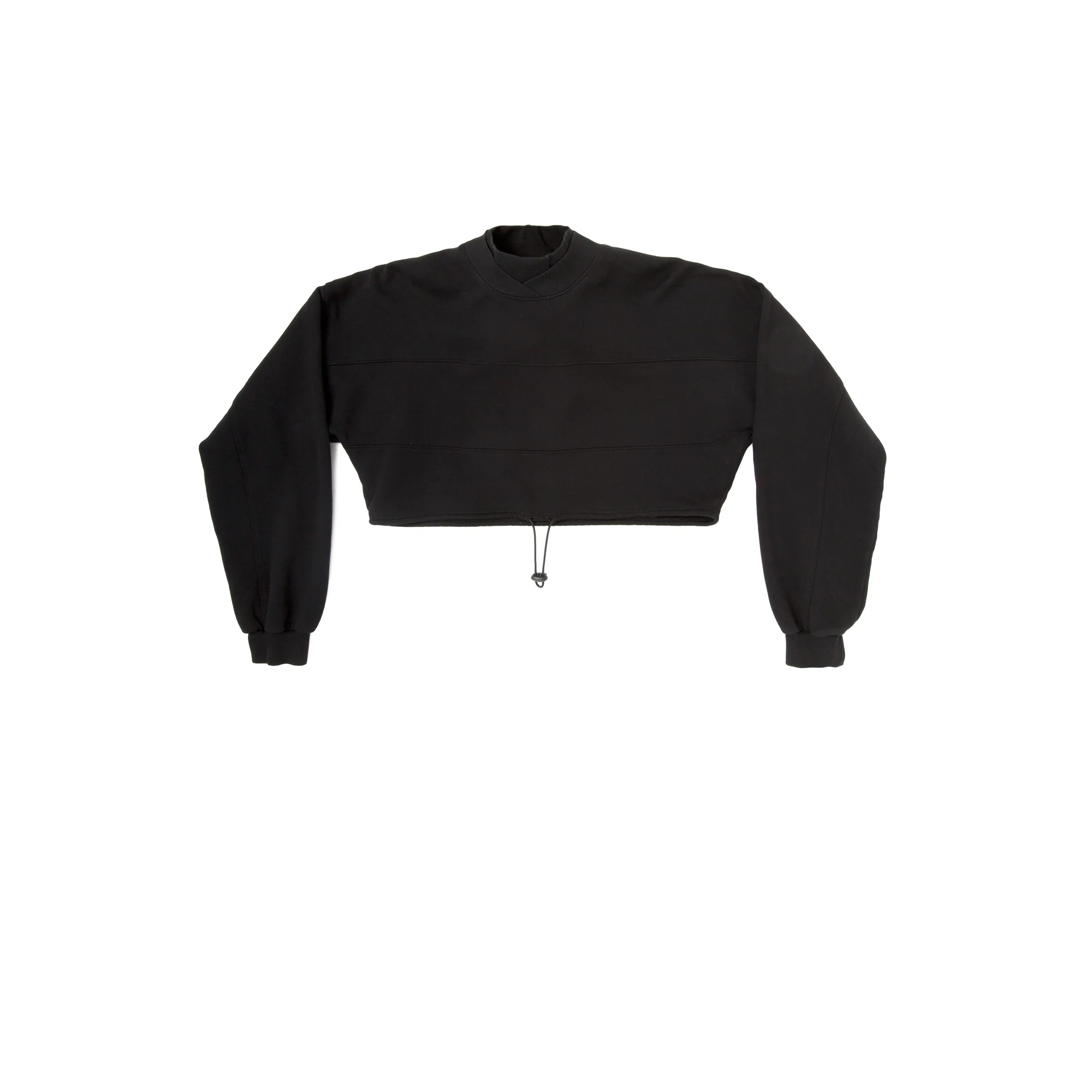 Joah Brown Womens Draw Cord Crop Crew [573LST-BLK]