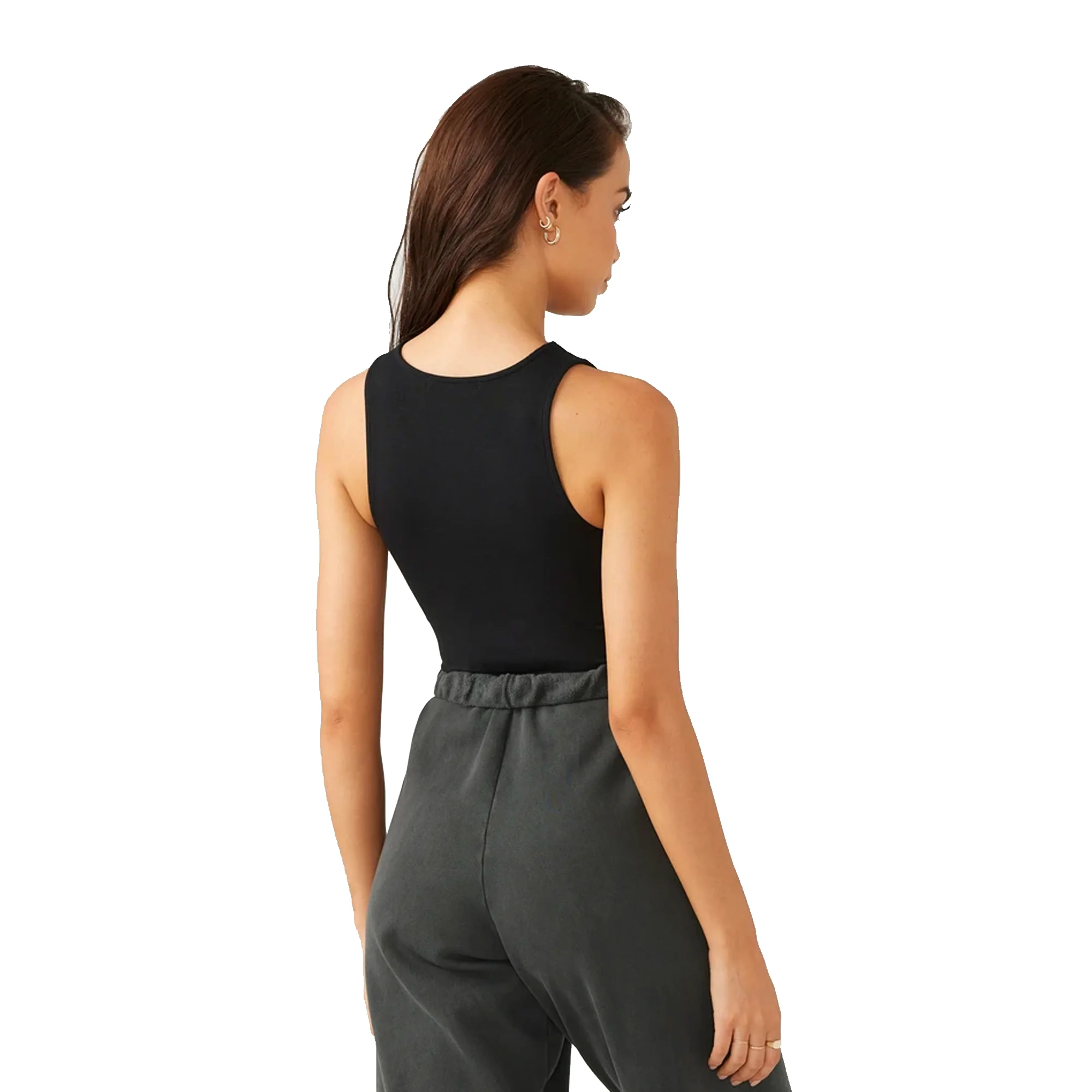 Joah Brown Womens High Square Neck Tank Black - Image 2