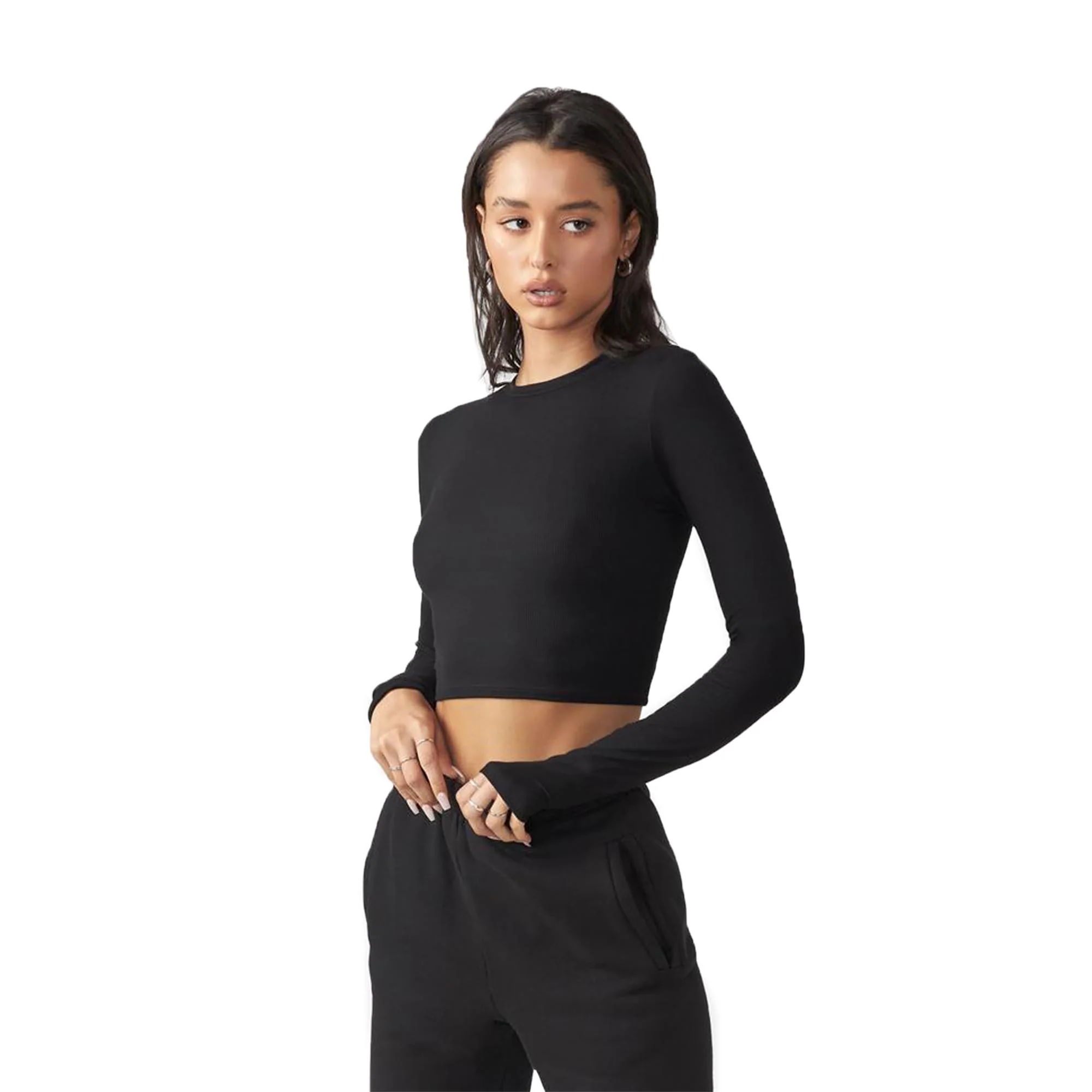 Joah Brown Cropped Crew Long Sleeve
