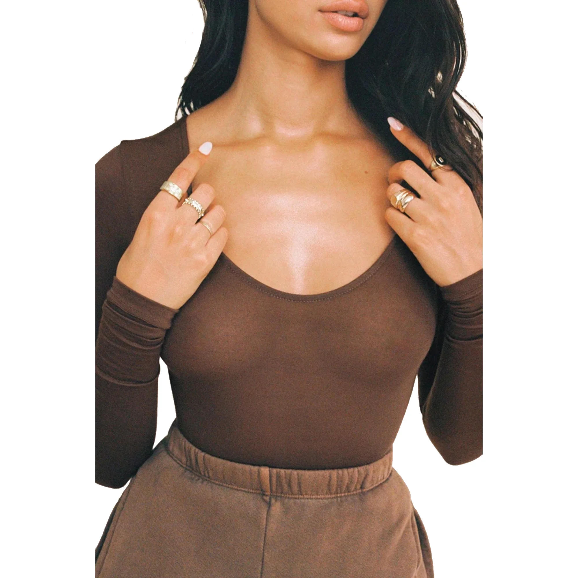 Joah Brown Womens Scoop Neck Long Sleeve Tobacco - Image 3